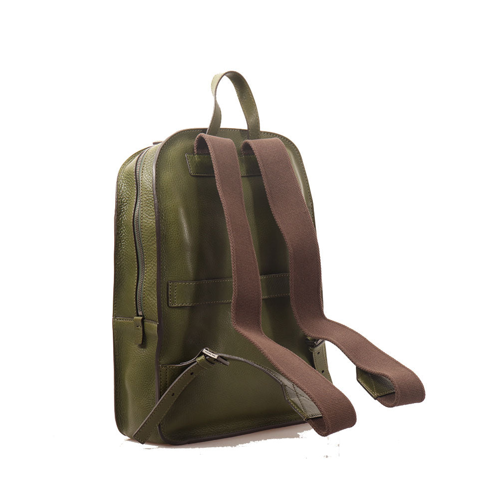 THE BRIDGE Mittelgroßer Herrenrucksack der Ettore-Linie aus zypressengrünem Leder