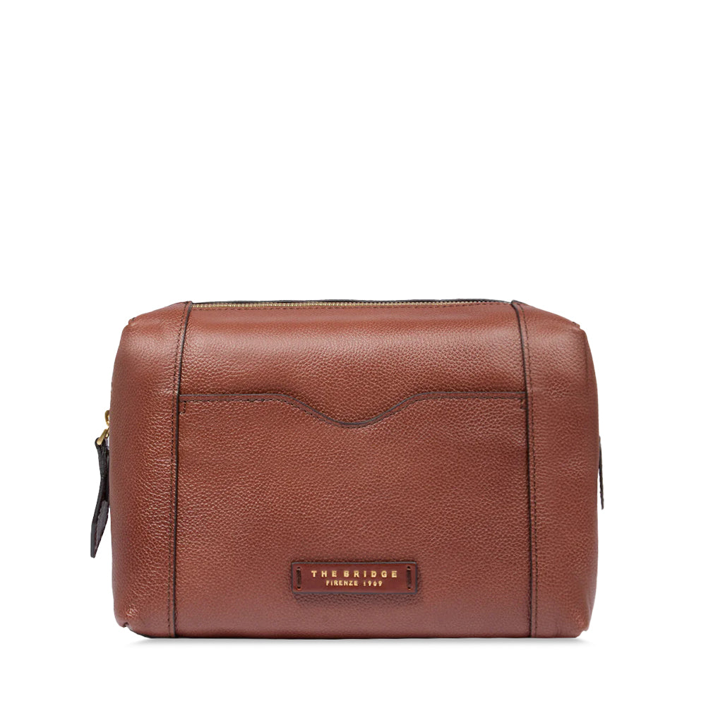Beauty Case THE BRIDGE linea Gemma Travel in Pelle Marrone
