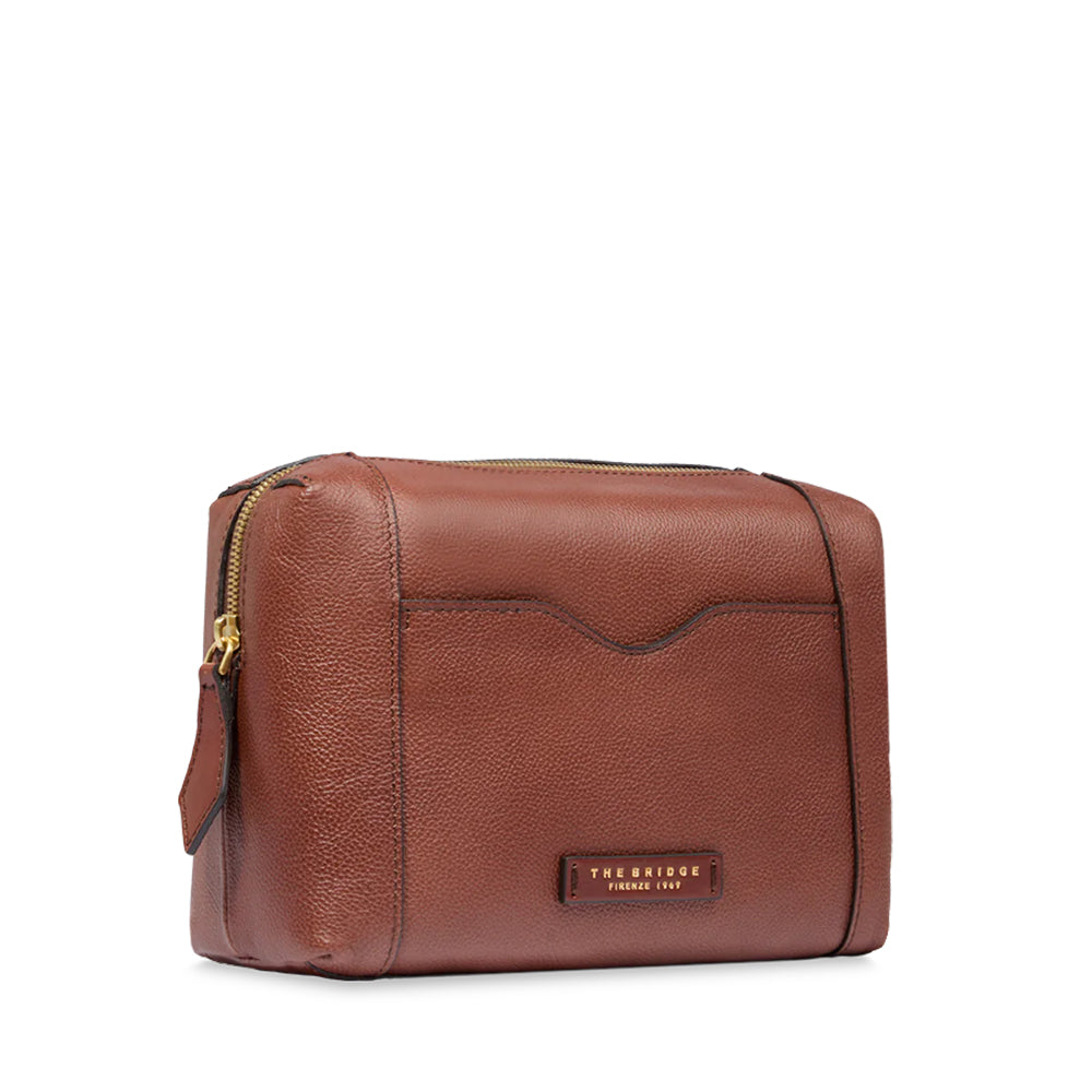 Beauty Case THE BRIDGE linea Gemma Travel in Pelle Marrone