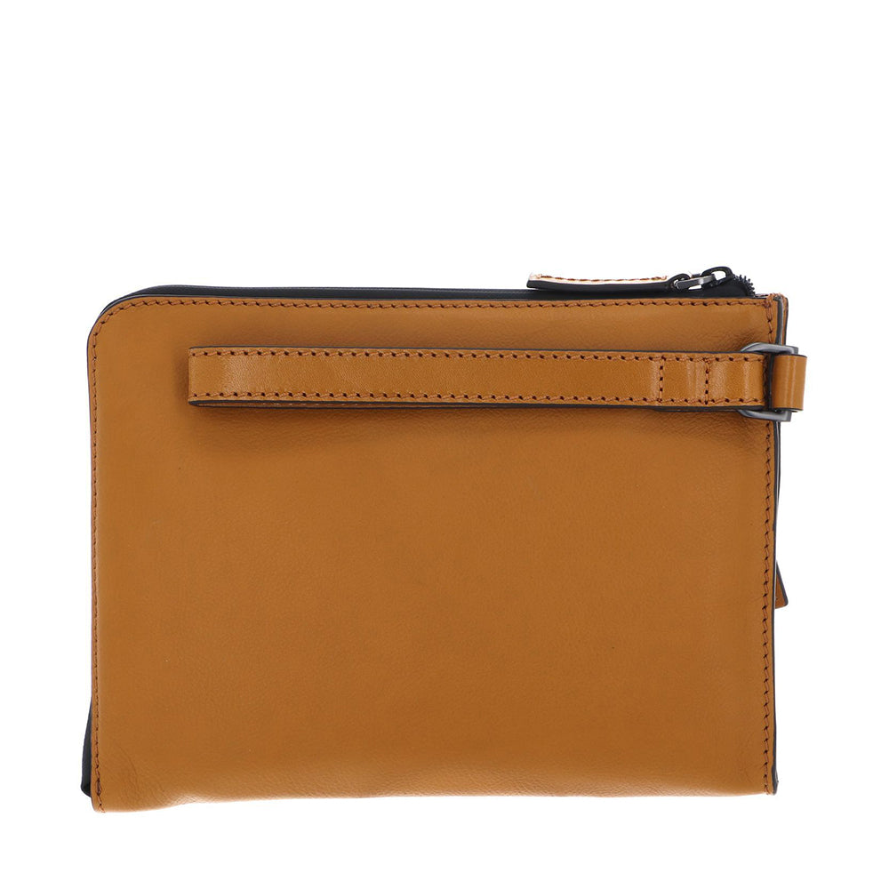 THE BRIDGE Herren-Clutch-Tasche der Damiano-Linie aus Curry-Gelb-Leder