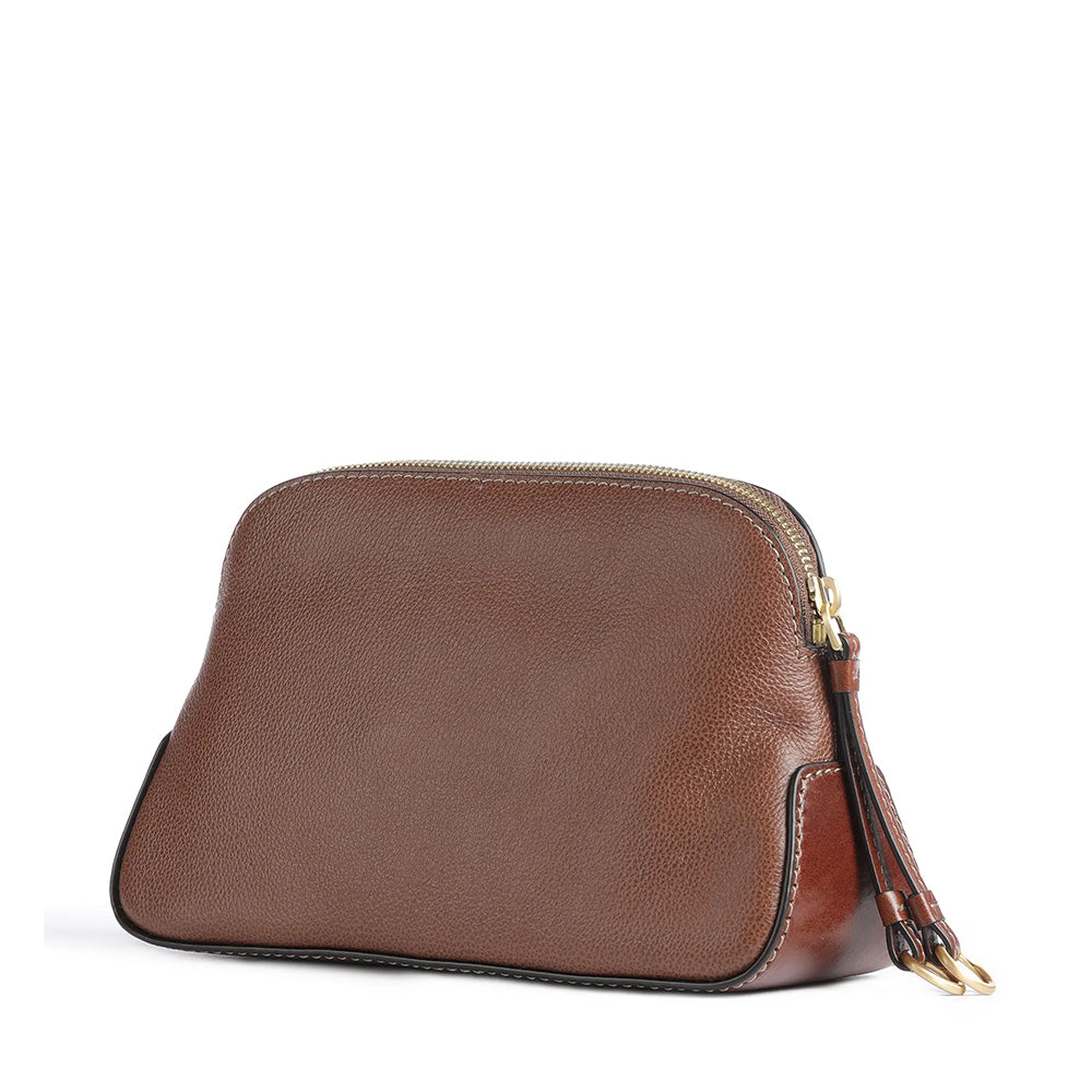 Beauty Case THE BRIDGE Carlotta-Linie aus braunem Leder