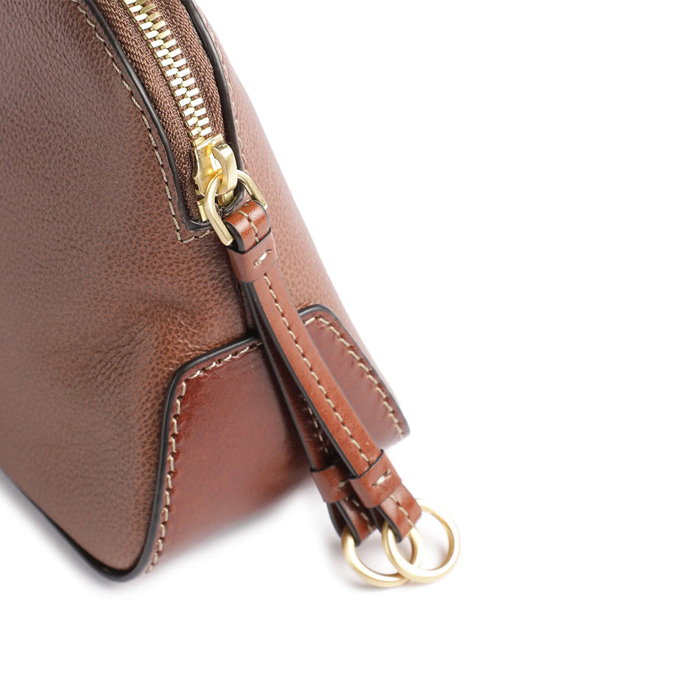 Beauty Case THE BRIDGE Carlotta-Linie aus braunem Leder