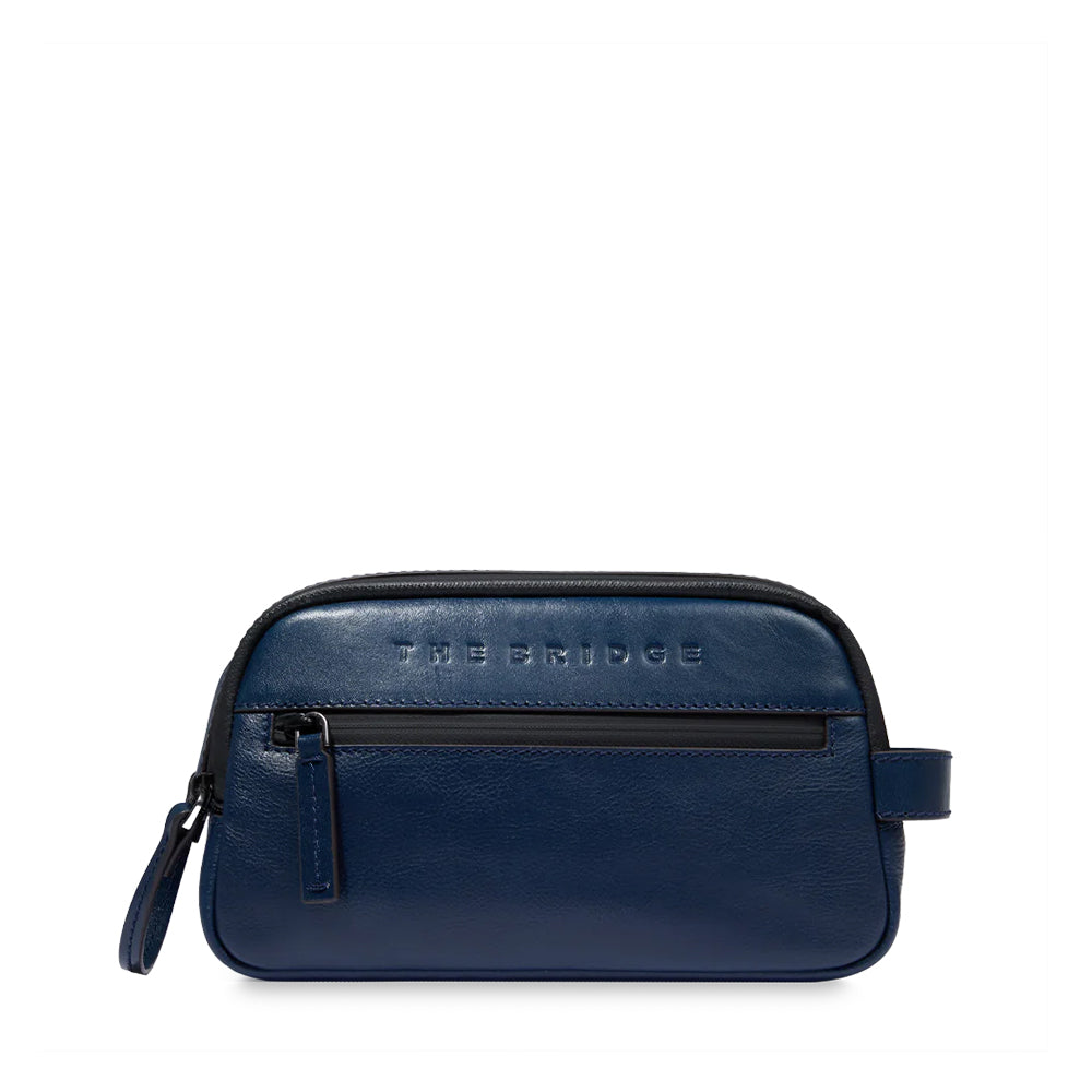 Beauty Case Uomo THE BRIDGE linea Damiano in Pelle Blu
