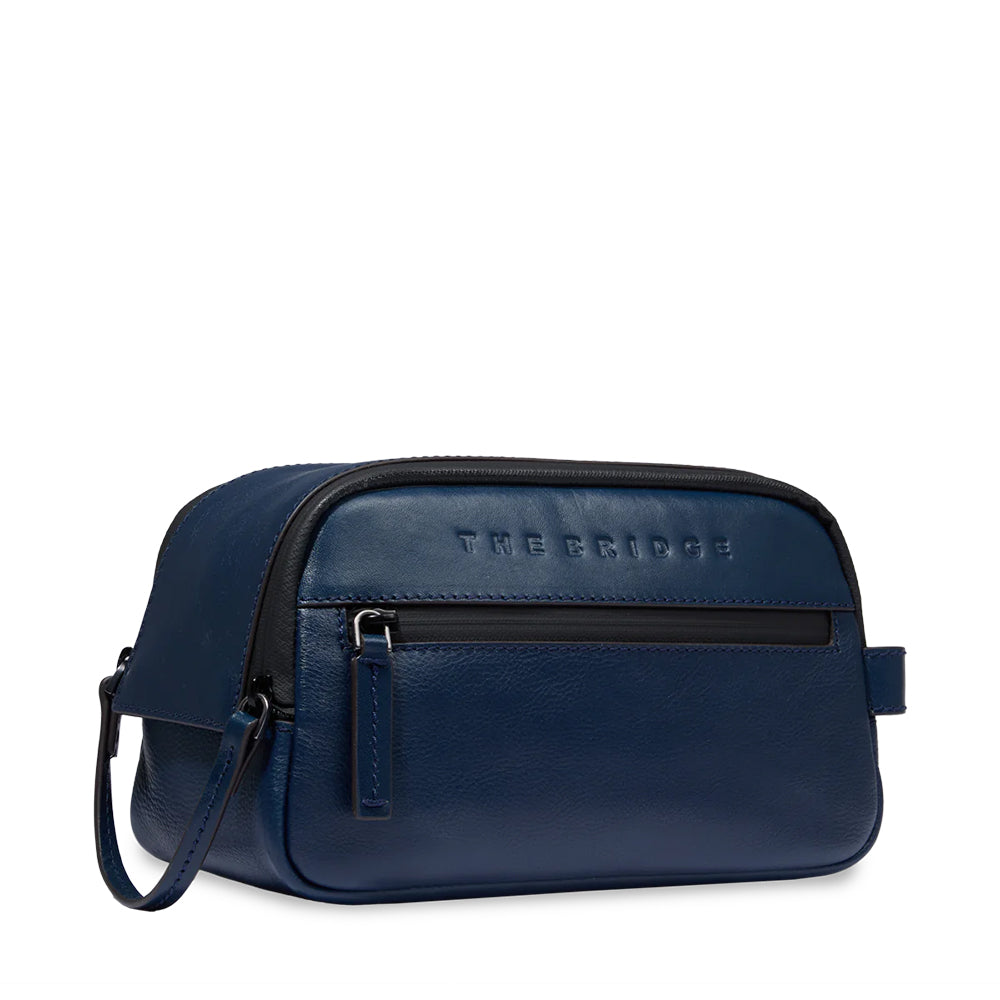 Beauty Case Uomo THE BRIDGE linea Damiano in Pelle Blu