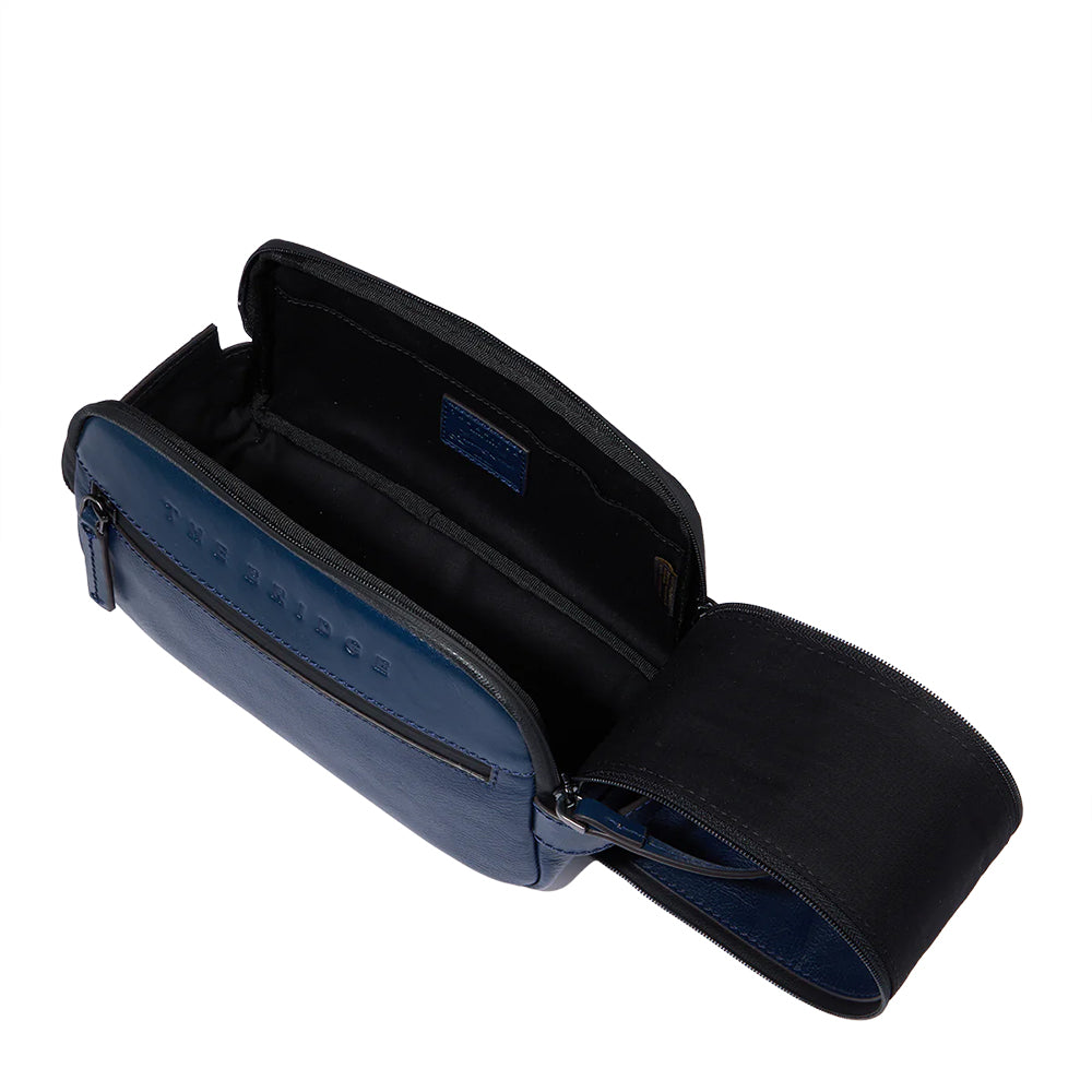 Beauty Case Uomo THE BRIDGE linea Damiano in Pelle Blu