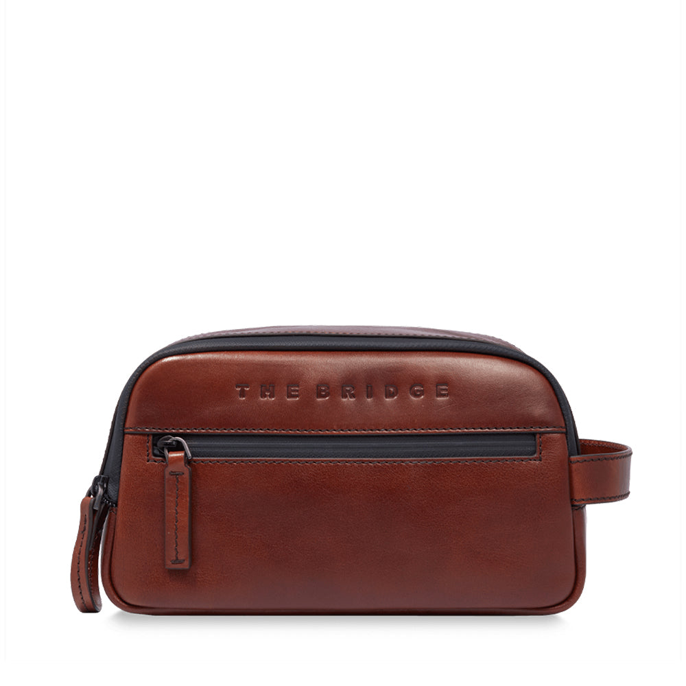 Beauty Case Uomo THE BRIDGE linea Damiano in Pelle Marrone