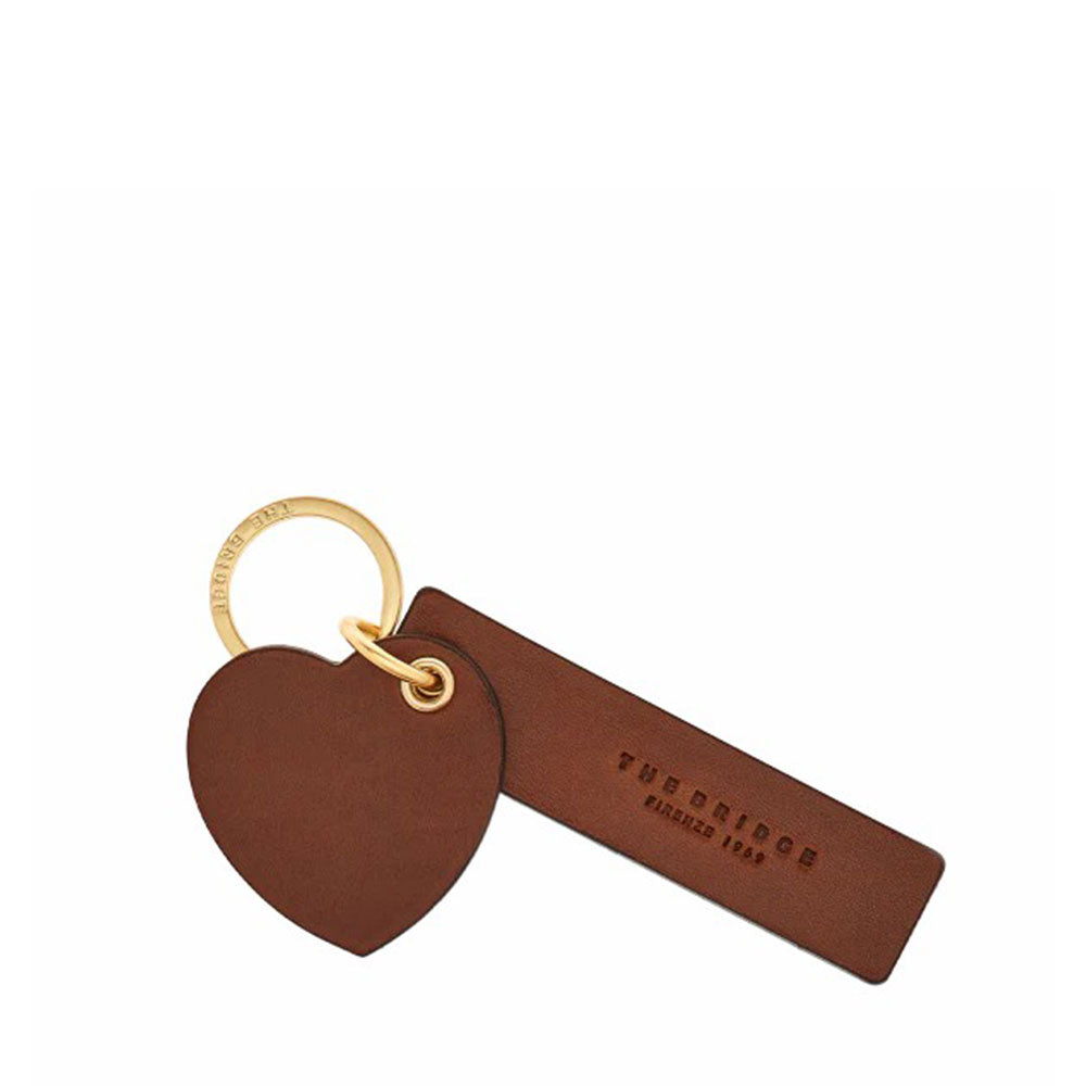THE BRIDGE Duccio Line Leather Keychain with a Heart in Green Tirolean