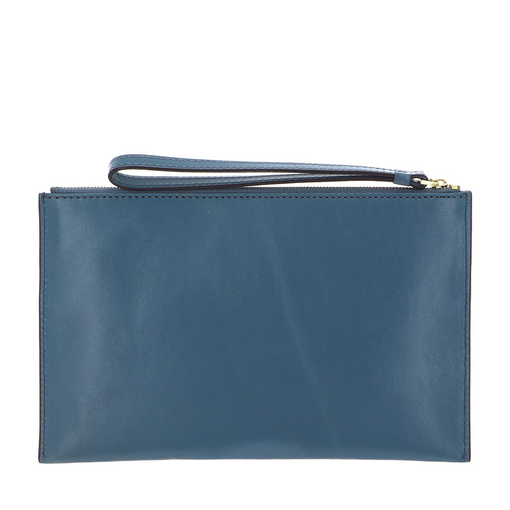 Pochette Donna Grande con Polsiera THE BRIDGE linea Lucrezia in Pelle color Sky