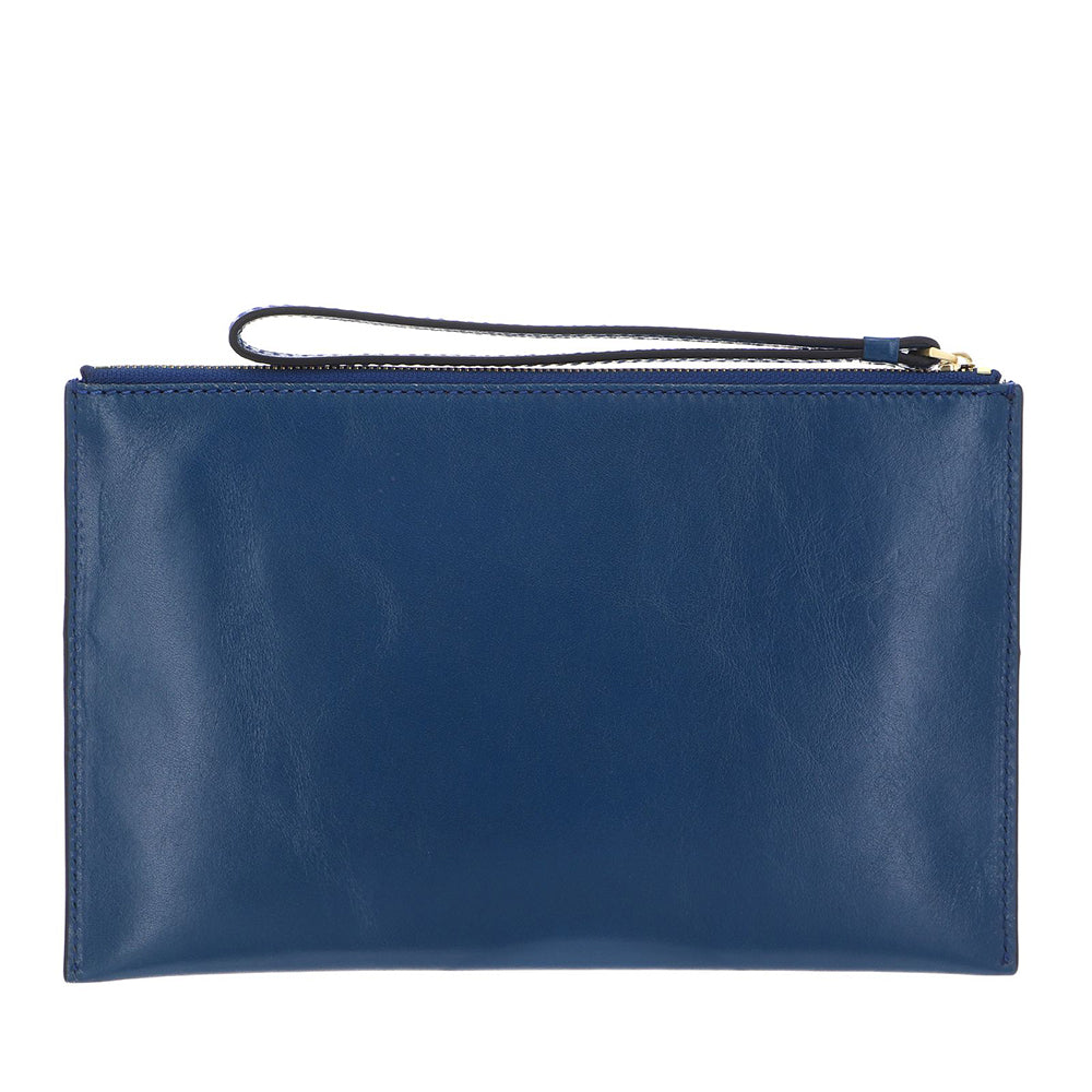 Pochette Donna Grande con Polsiera THE BRIDGE linea Lucrezia in Pelle color Jeans