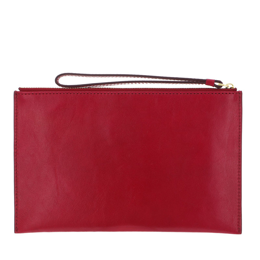 Pochette Donna Grande con Polsiera THE BRIDGE linea Lucrezia in Pelle color Berry