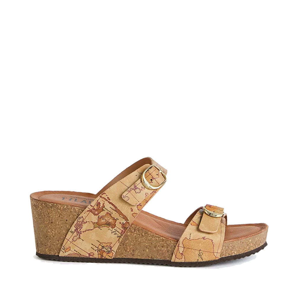Sandali Donna con Zeppa 7cm 1A Classe Alviero Martini in Eco Nappa stampa Geo Classic 1128