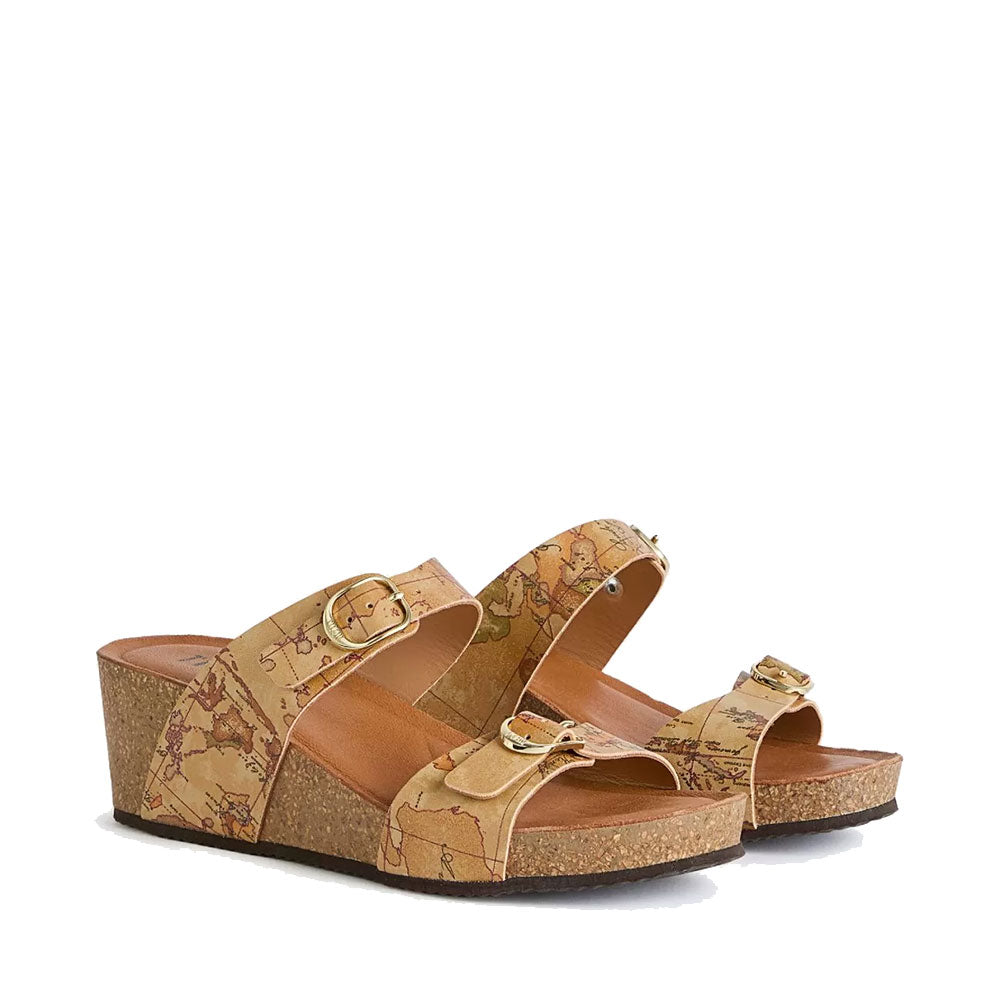 Sandali Donna con Zeppa 7cm 1A Classe Alviero Martini in Eco Nappa stampa Geo Classic 1128