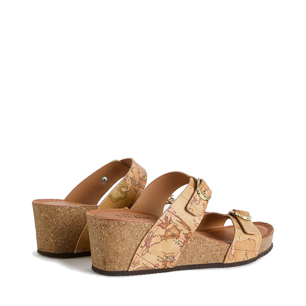 Sandali Donna con Zeppa 7cm 1A Classe Alviero Martini in Eco Nappa stampa Geo Classic 1128