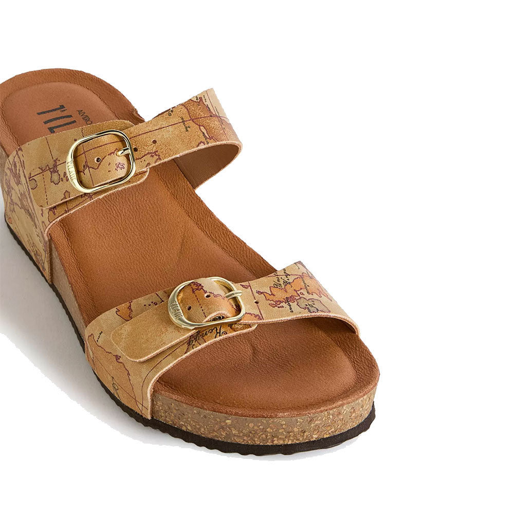Sandali Donna con Zeppa 7cm 1A Classe Alviero Martini in Eco Nappa stampa Geo Classic 1128