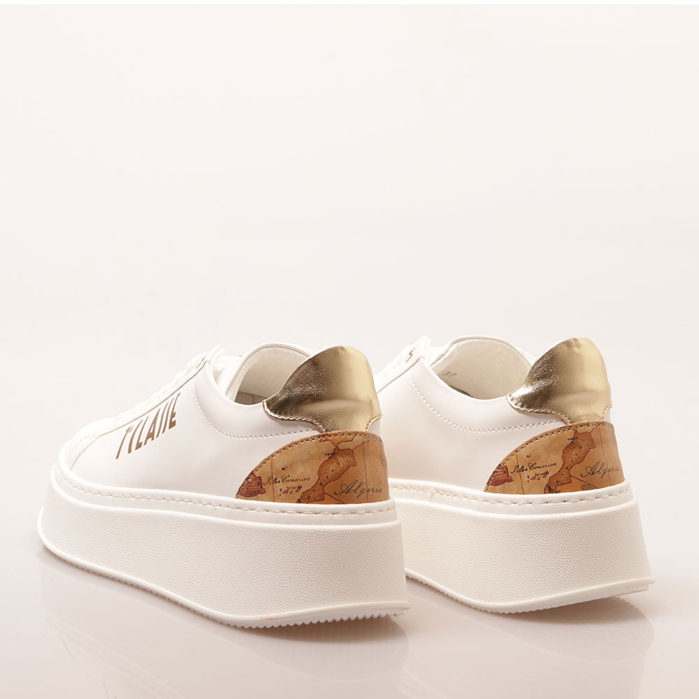 Sneakers Platform 1A Classe Alviero Martini linea Geo Mirage in Tessuto Gommato Bianco 1203