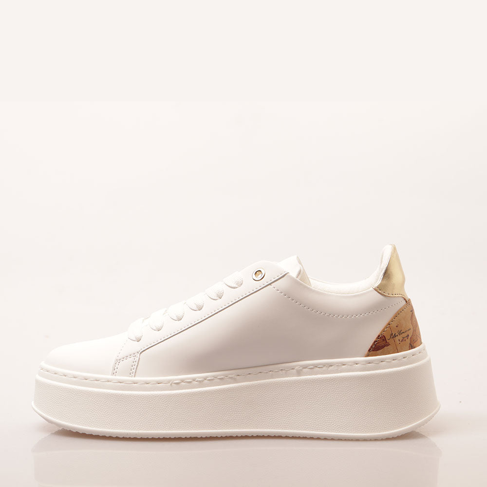 Sneakers Platform 1A Classe Alviero Martini linea Geo Mirage in Tessuto Gommato Bianco 1203