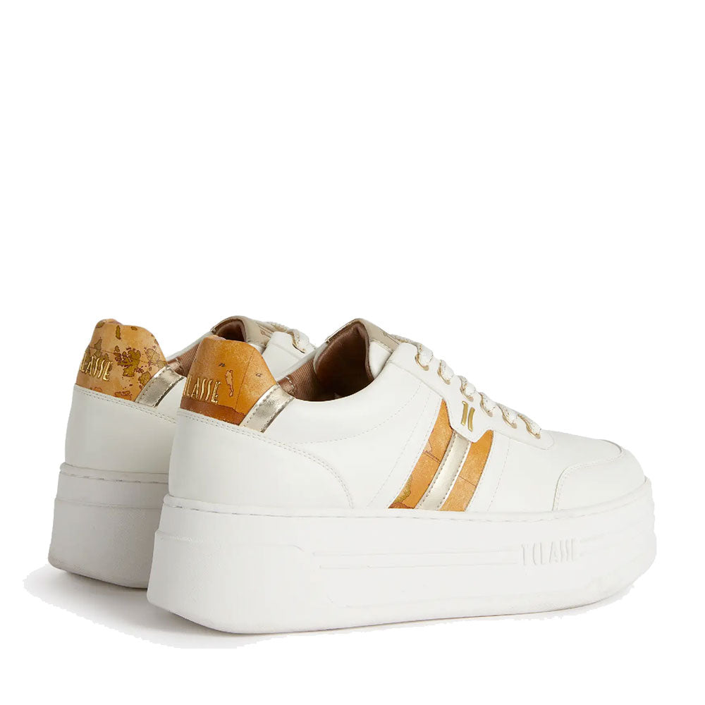 Sneakers Platform 1A Classe Alviero Martini linea Geo Elevate in Eco Nappa Bianca 1208