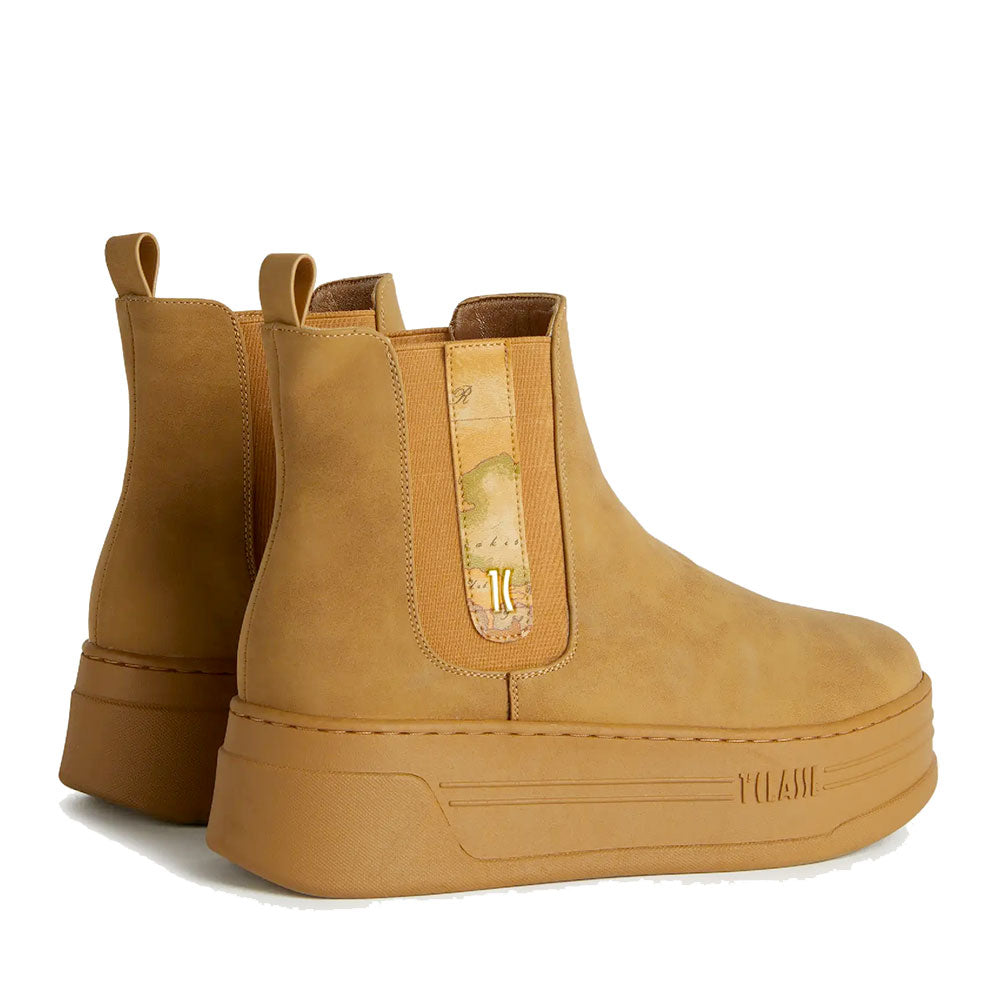 Stivaletti Donna con Zeppa 1A Classe Alviero Martini linea Geo Elevate in Nabuk Beige 1211