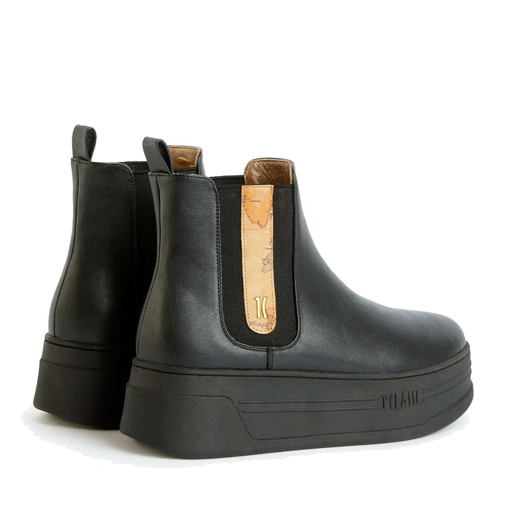 Stivaletti Donna con Zeppa 1A Classe Alviero Martini linea Geo Elevate in Eco Nappa Nera 1211
