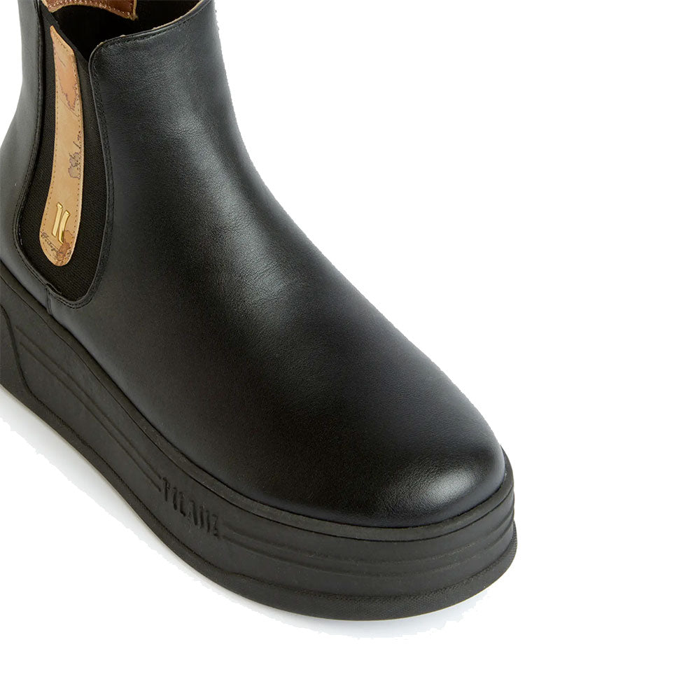 Stivaletti Donna con Zeppa 1A Classe Alviero Martini linea Geo Elevate in Eco Nappa Nera 1211