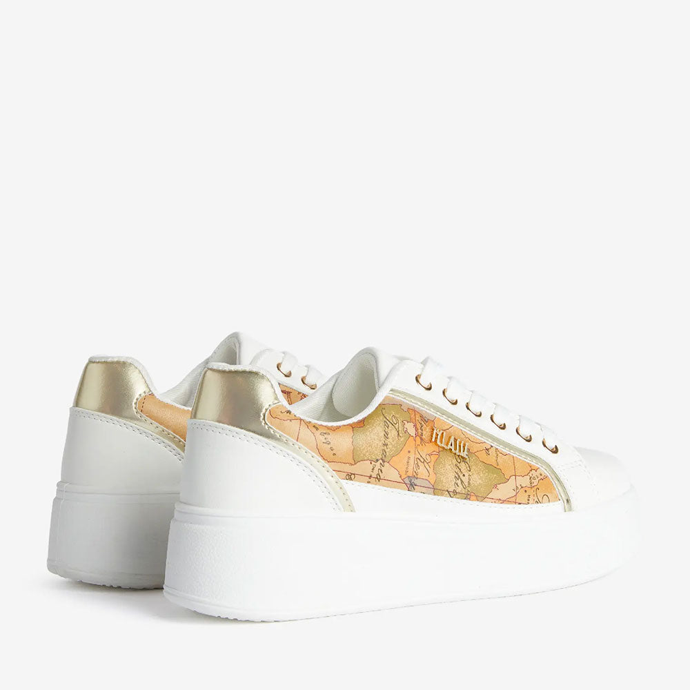 Sneakers Platform 1A Classe Alviero Martini in Eco Nappa Bianca con Inserto Geo Classic 1298