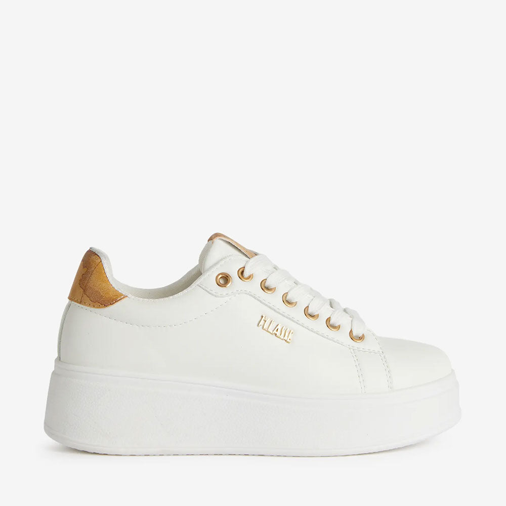 Sneakers Platform 1A Classe Alviero Martini in Eco Nappa Bianca con Dettaglio Geo Classic 1299