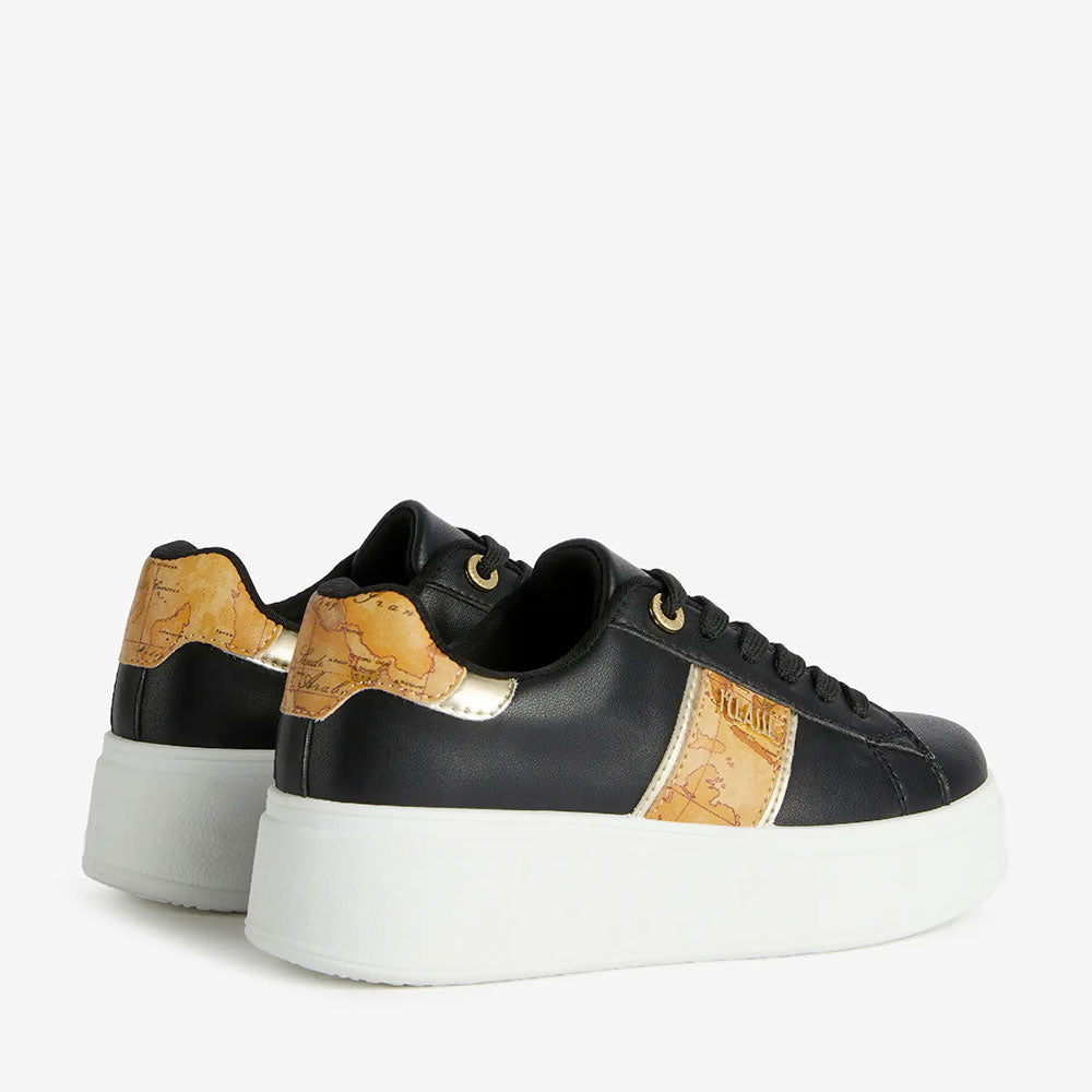 Sneakers Platform 1A Classe Alviero Martini in Eco Nappa Nera con Banda Geo Classic 1300