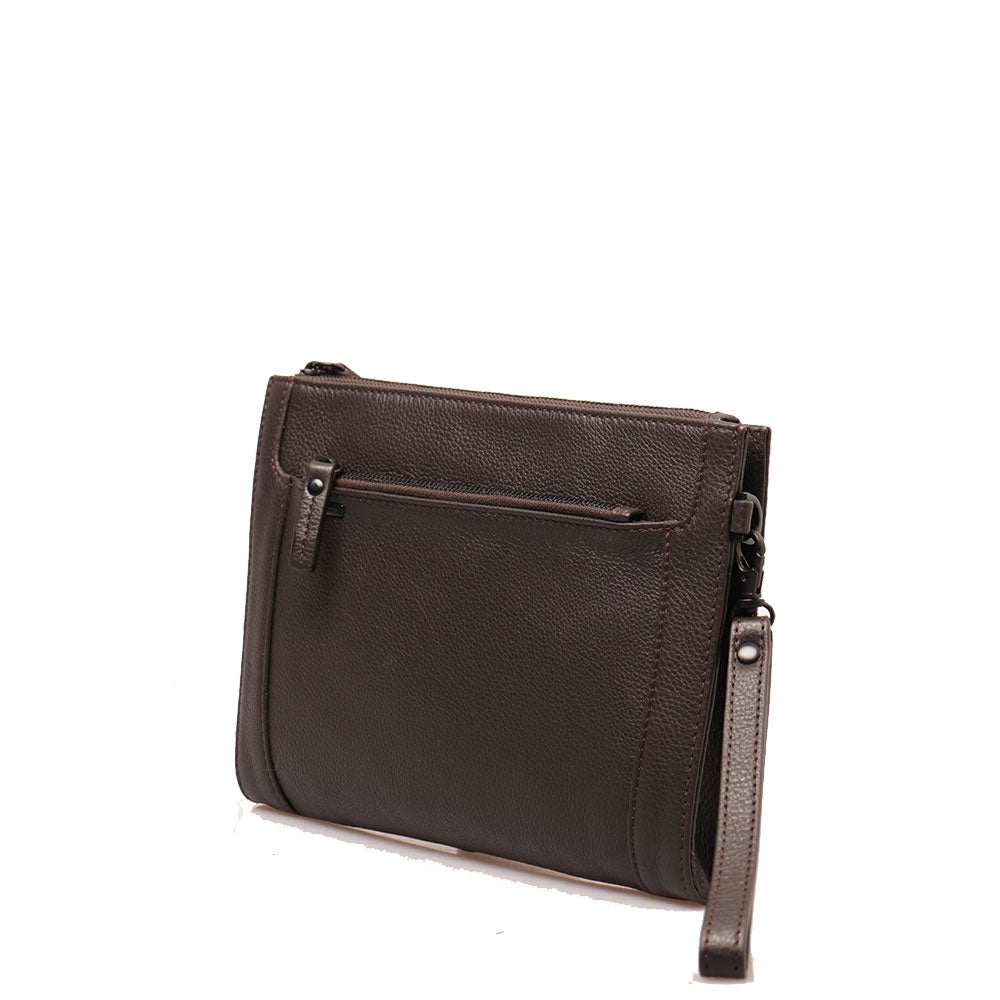 Pochette Uomo GIANNI CONTI in Pelle Dark Brown