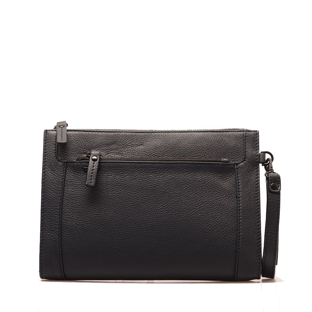 GIANNI CONTI Herren Clutch aus blauem Leder