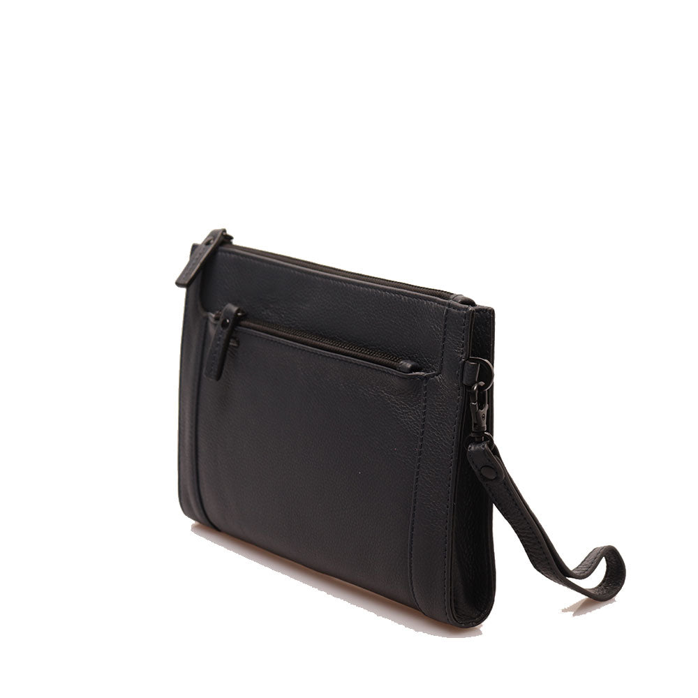 GIANNI CONTI Herren Clutch aus blauem Leder