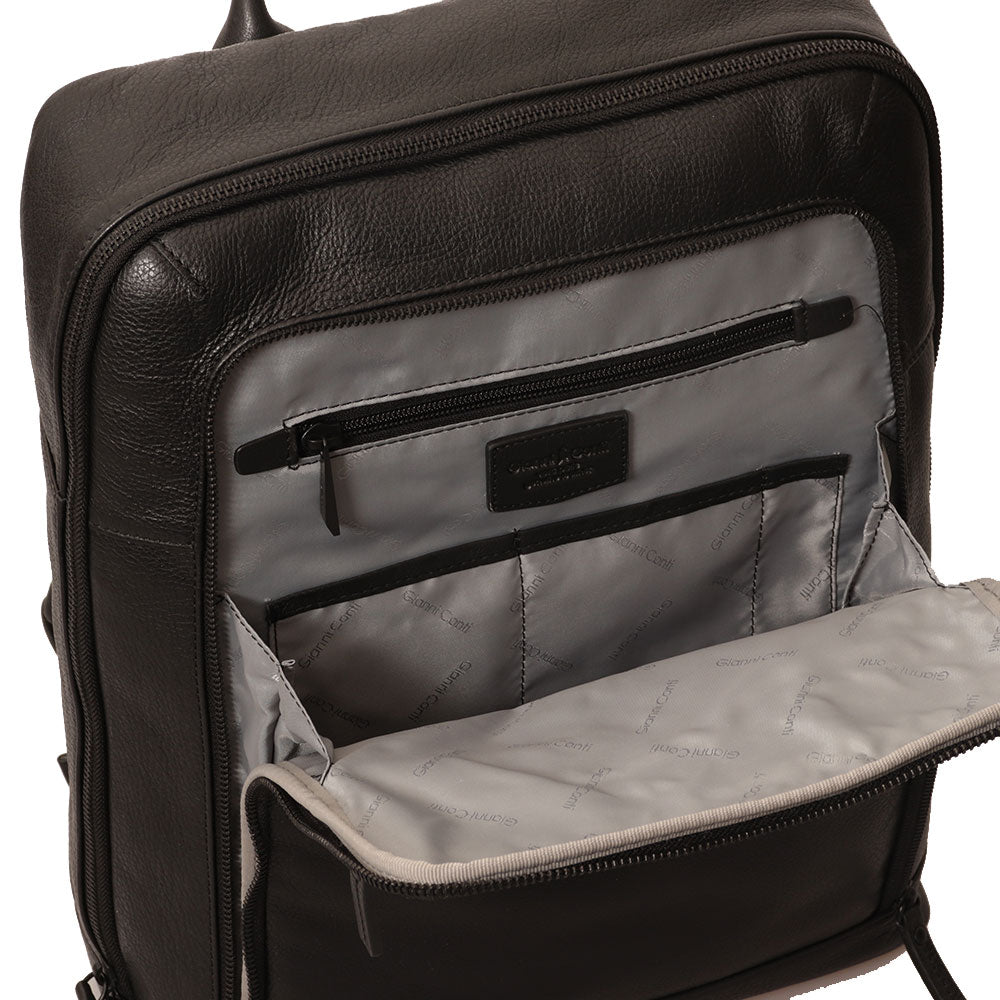 GIANNI CONTI Herren Laptop Rucksack aus schwarzem Leder