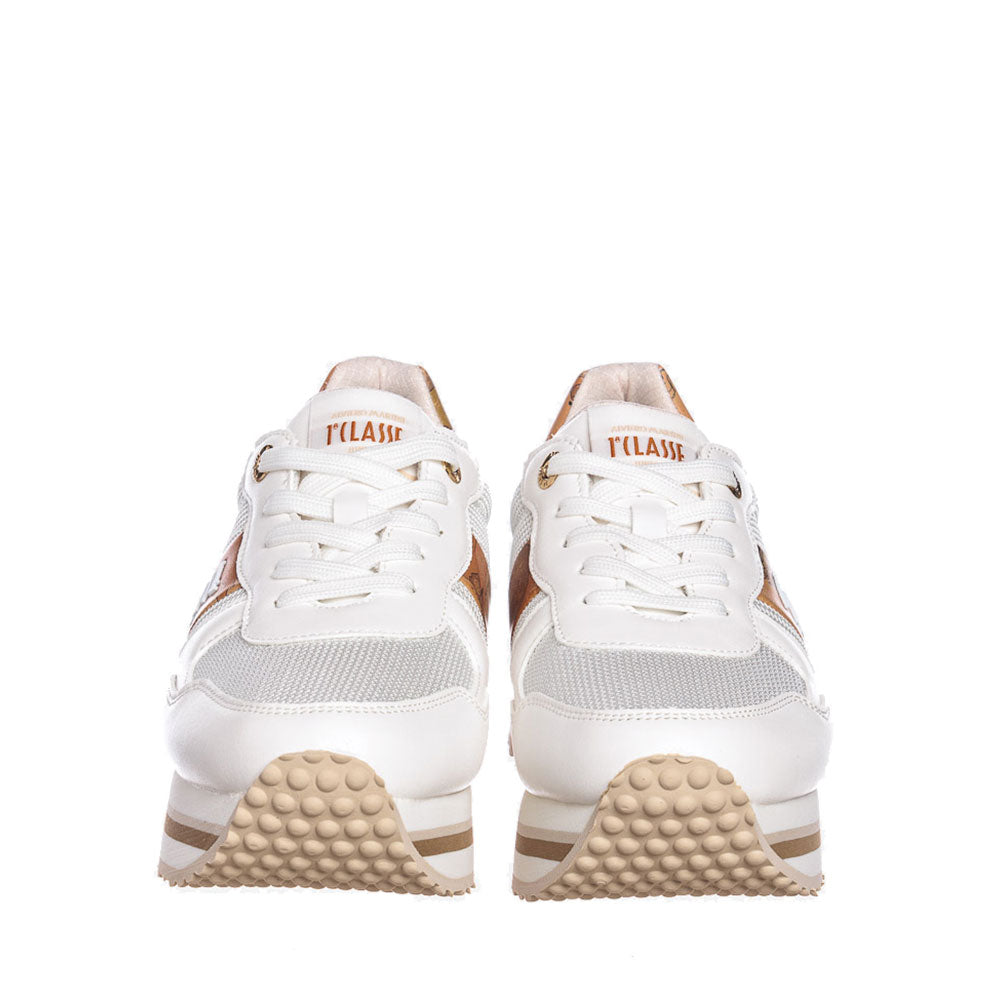 Scarpe 1A Classe Alviero Martini Sneakers Running in Mesh Bianco e Inserti Geo Classic 1832