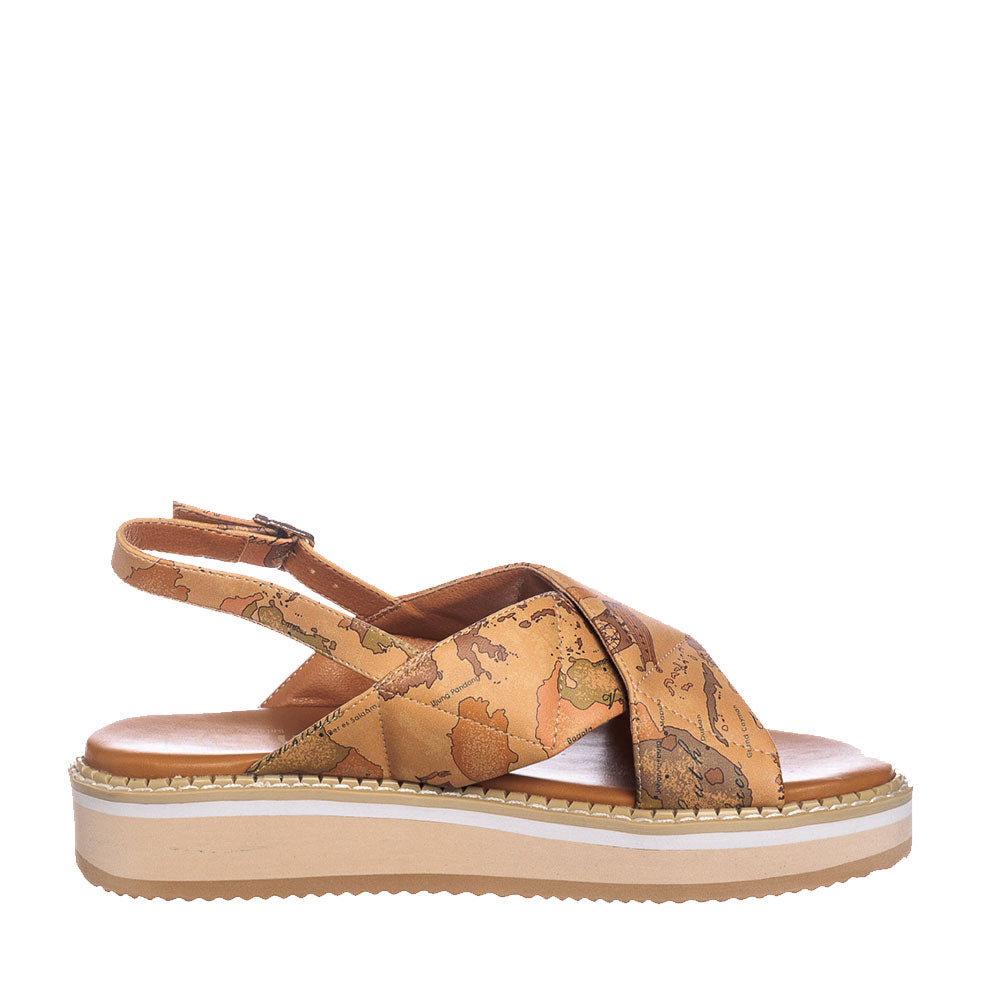 Scarpe 1A Classe Alviero Martini Sandali con Fasce Incrociate stampa Geo Classic 1846