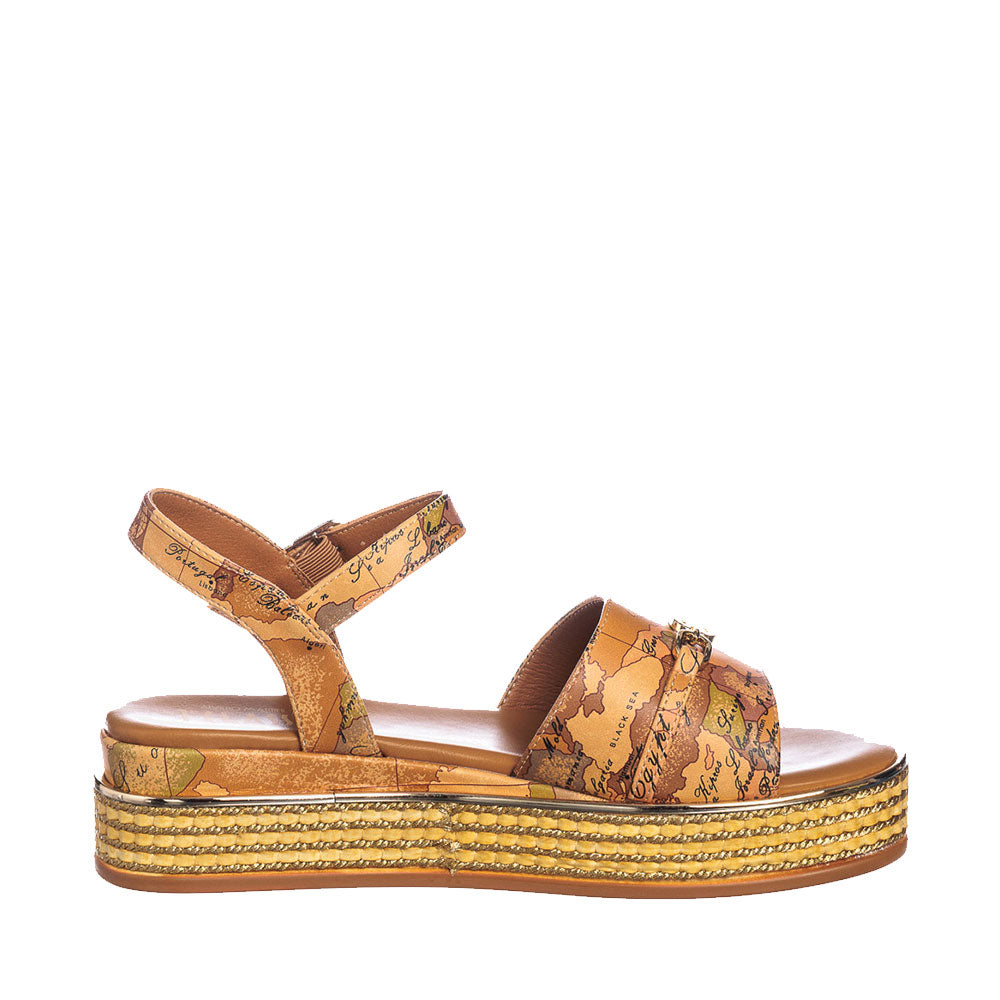 Scarpe 1A Classe Alviero Martini Sandali stampa Geo Classic con Zeppa in Corda 1871