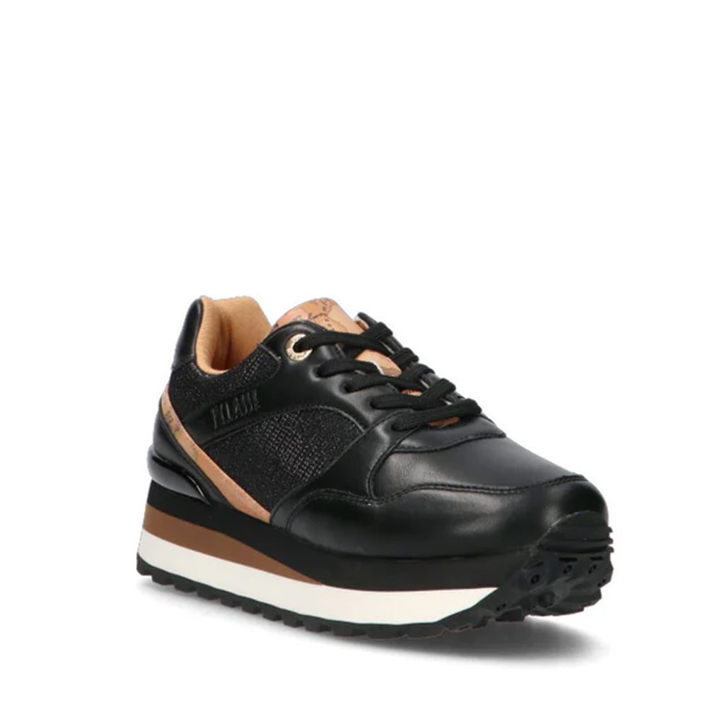 Sneakers Running 1A Classe Alviero Martini in Mesh Glitter Nere con Inserti Geo Beige 2013