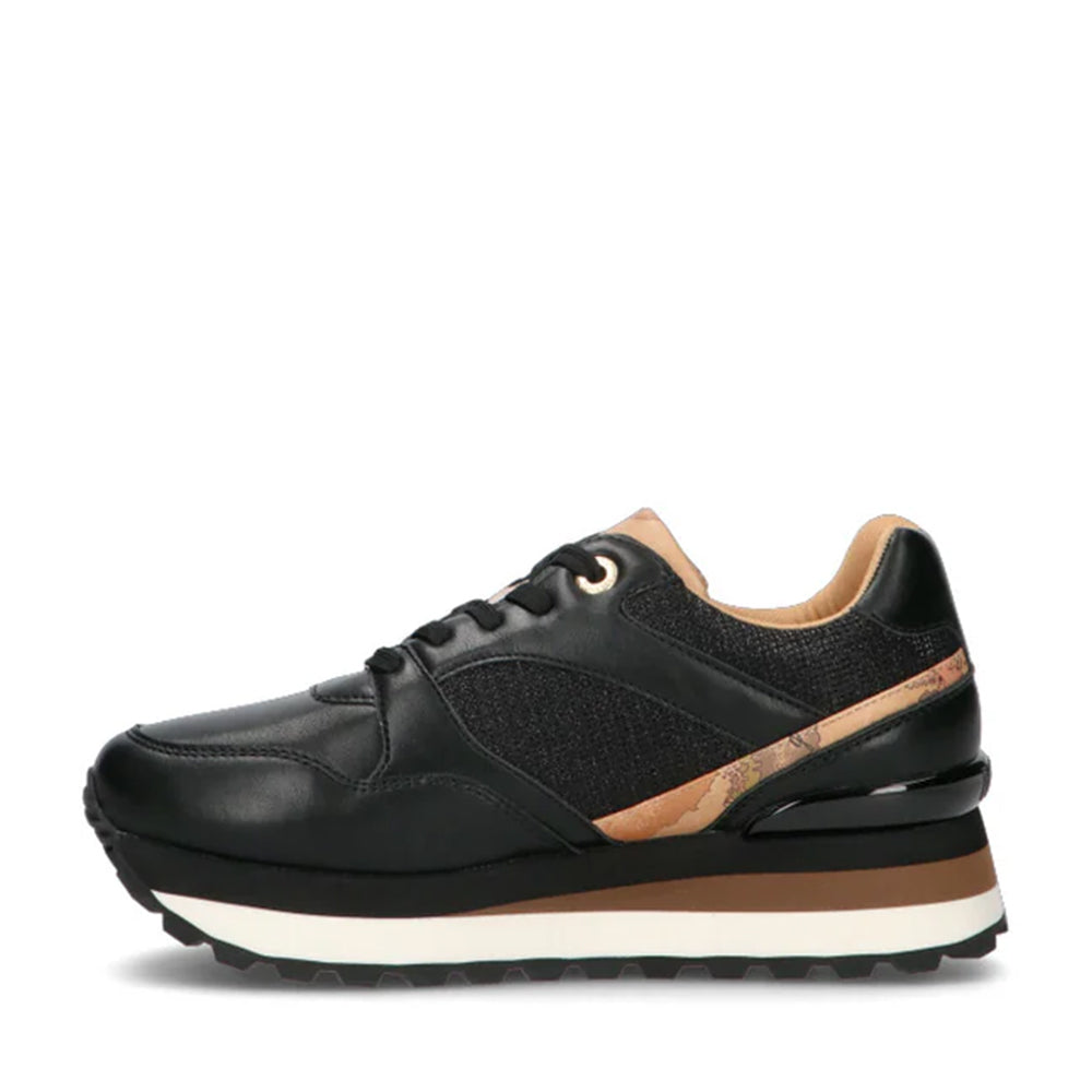 Sneakers Running 1A Classe Alviero Martini in Mesh Glitter Nere con Inserti Geo Beige 2013