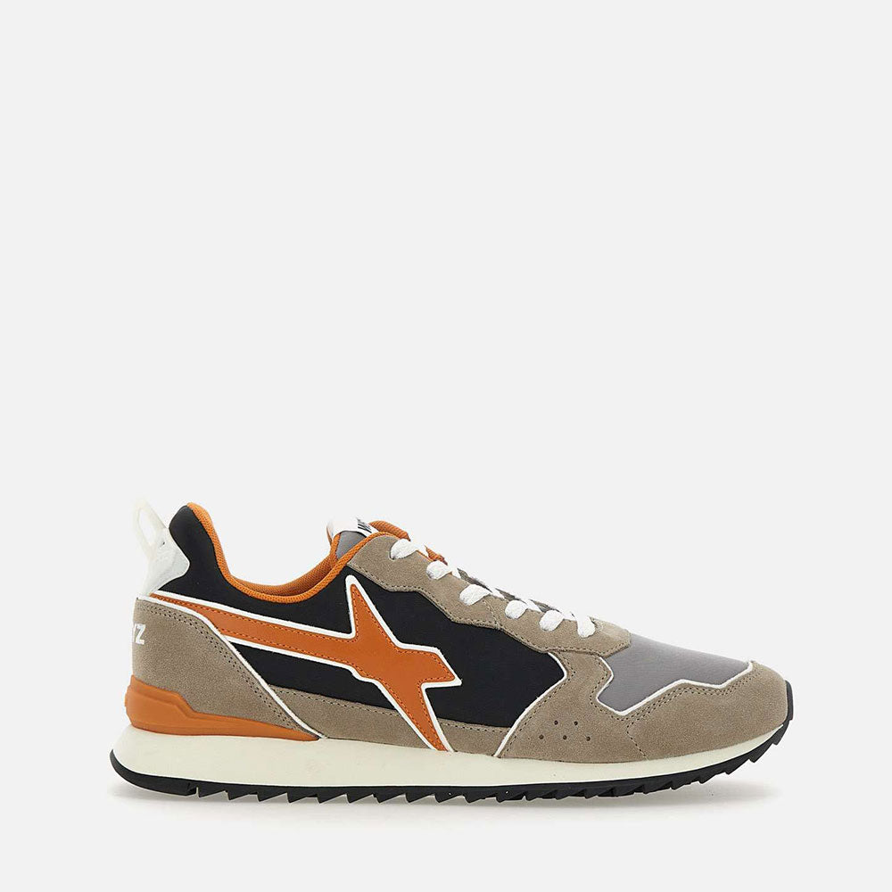 W6YZ Jet-M
Herren Sneaker aus technischem Stoff und Wildleder in Taupe, Dunkelgrau und Orange