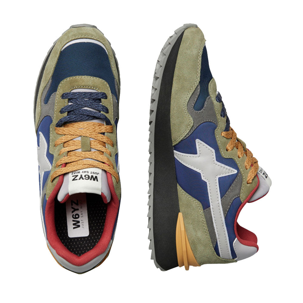 Sneakers Uomo W6YZ Yak-M. in Suede e Tessuto Tecnico Militare Navy Grey