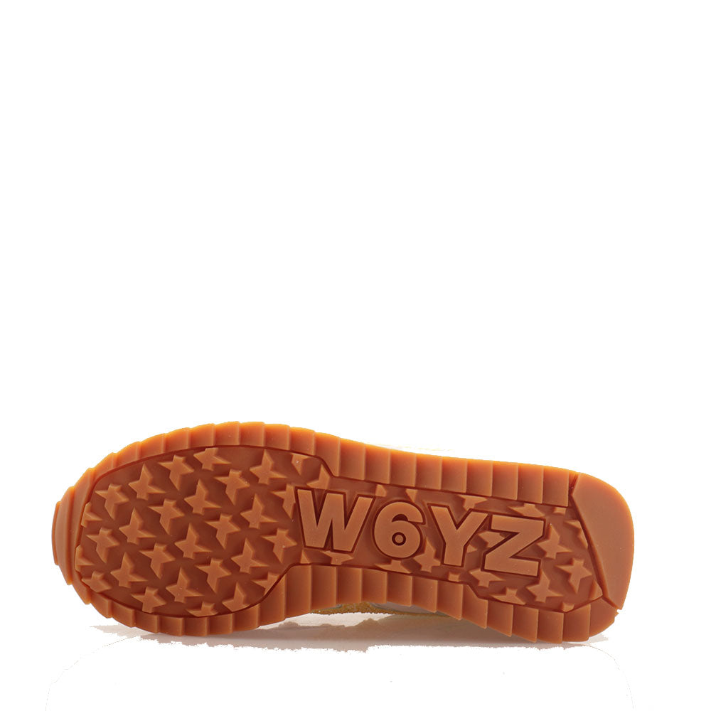 Damenschuhe W6YZ Yak-W Sneakers. aus Wildleder mit Glitzer und Nylon in Weiß, Rosa und Gelb