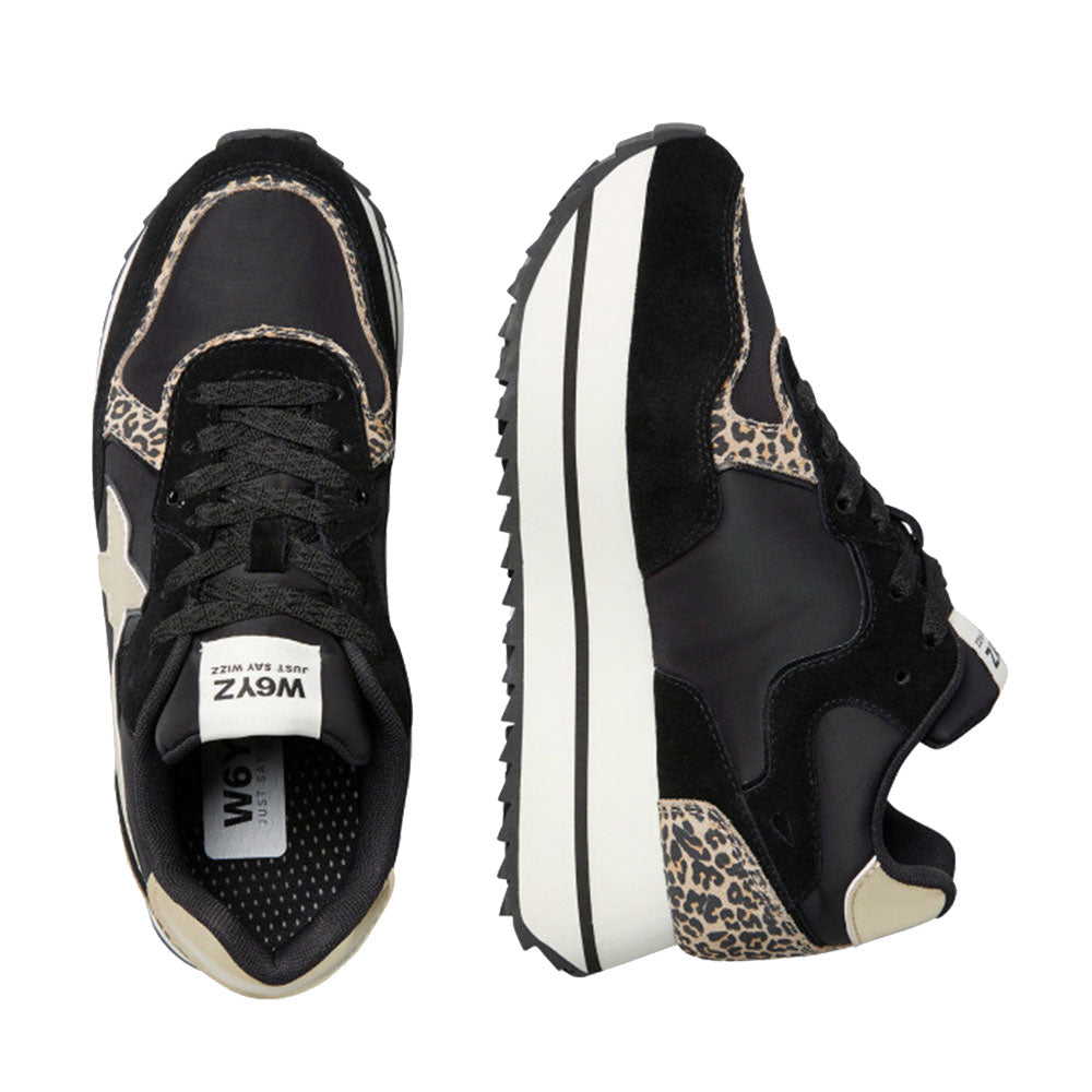 Sneakers Platform Donna W6YZ Deva-W. in Tessuto Tecnico e Suede Black Platinum Brown