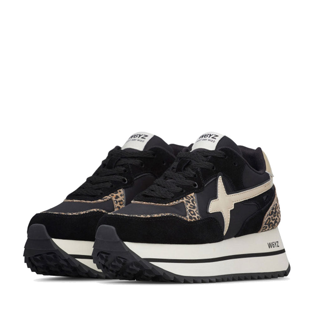 Sneakers Platform Donna W6YZ Deva-W. in Tessuto Tecnico e Suede Black Platinum Brown