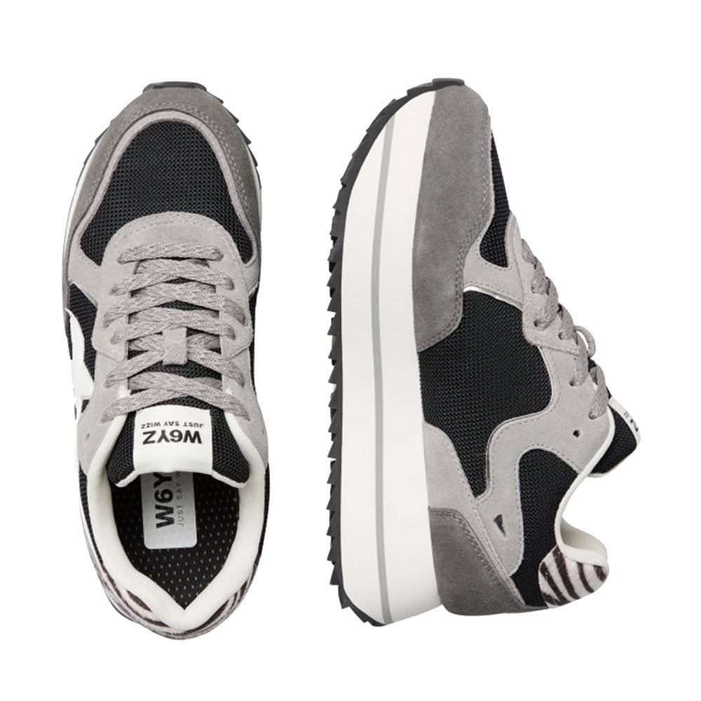 Sneakers Platform Donna W6YZ Deva-W. in Tessuto Tecnico e Suede Anthracite Black Grey