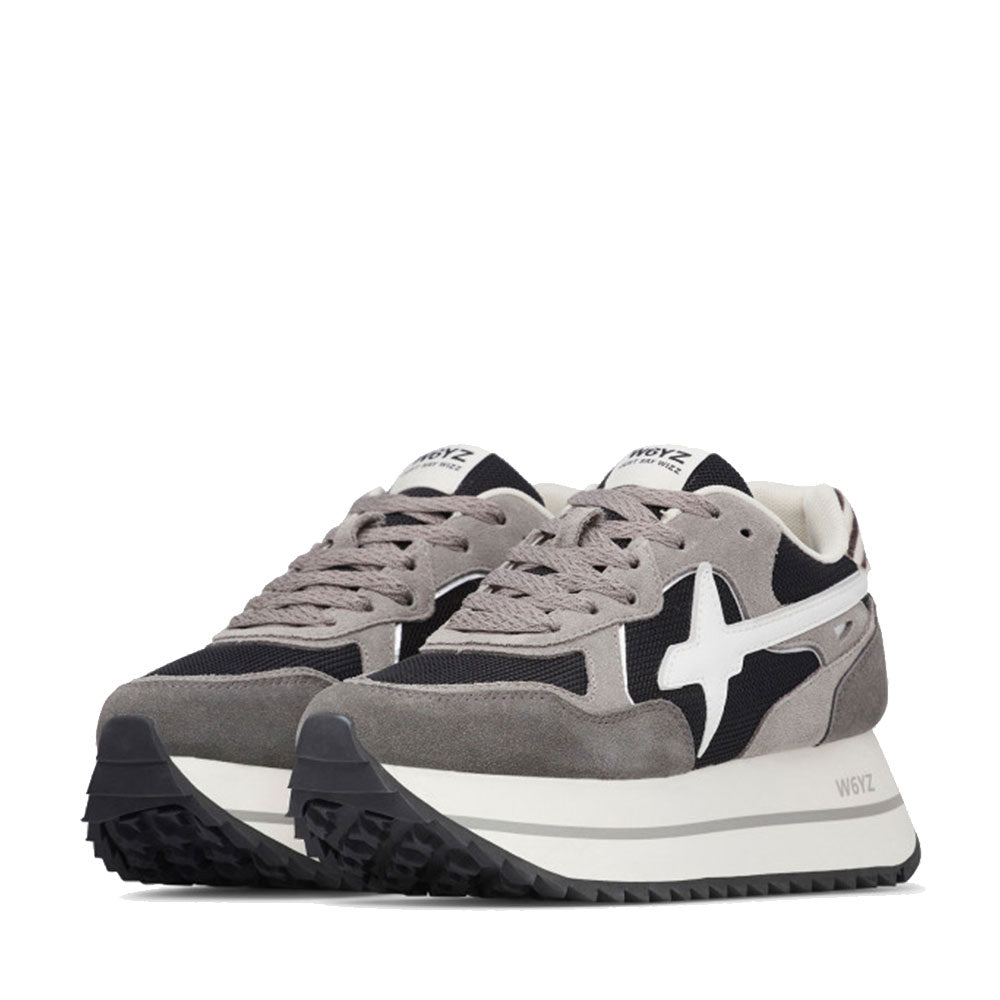Sneakers Platform Donna W6YZ Deva-W. in Tessuto Tecnico e Suede Anthracite Black Grey
