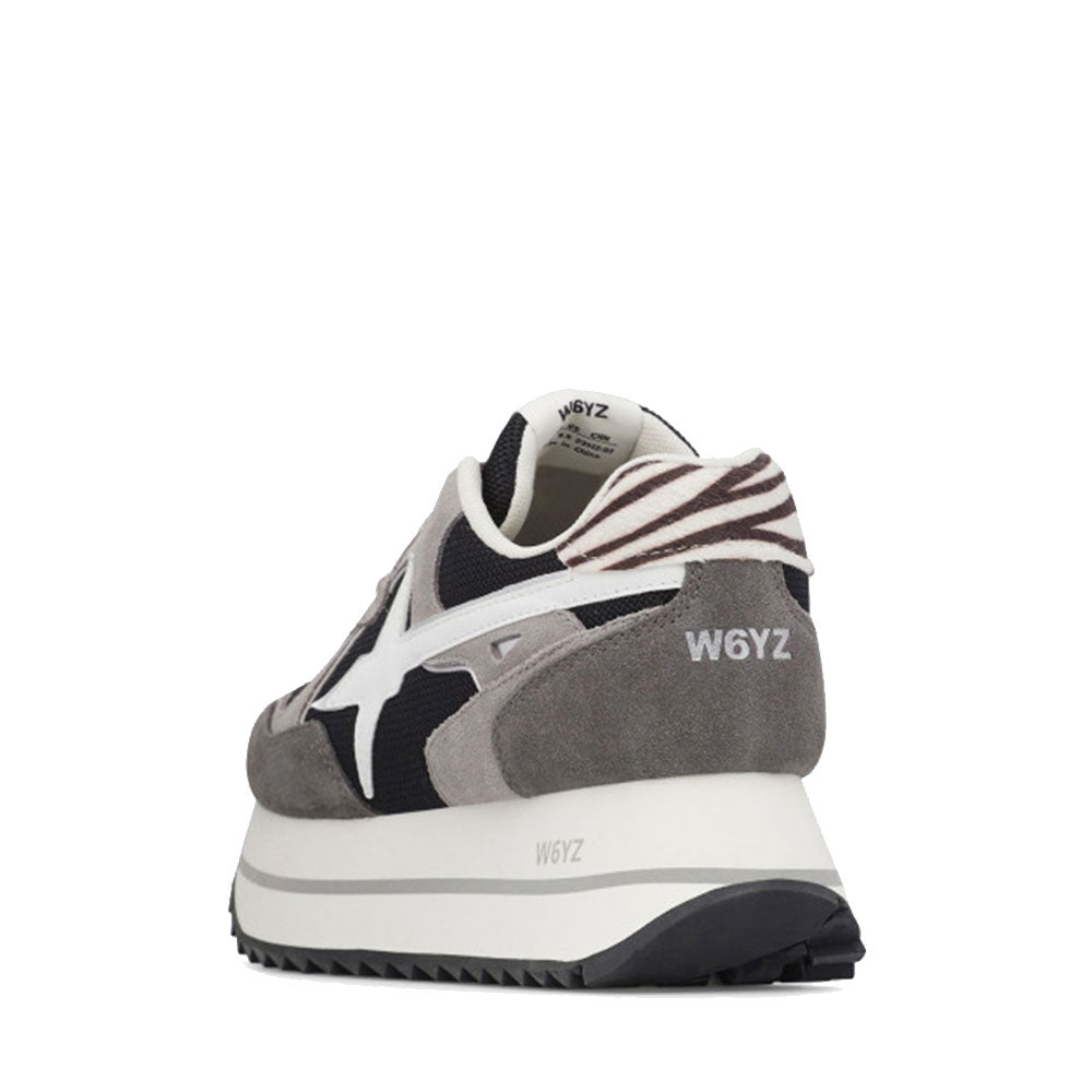 Sneakers Platform Donna W6YZ Deva-W. in Tessuto Tecnico e Suede Anthracite Black Grey