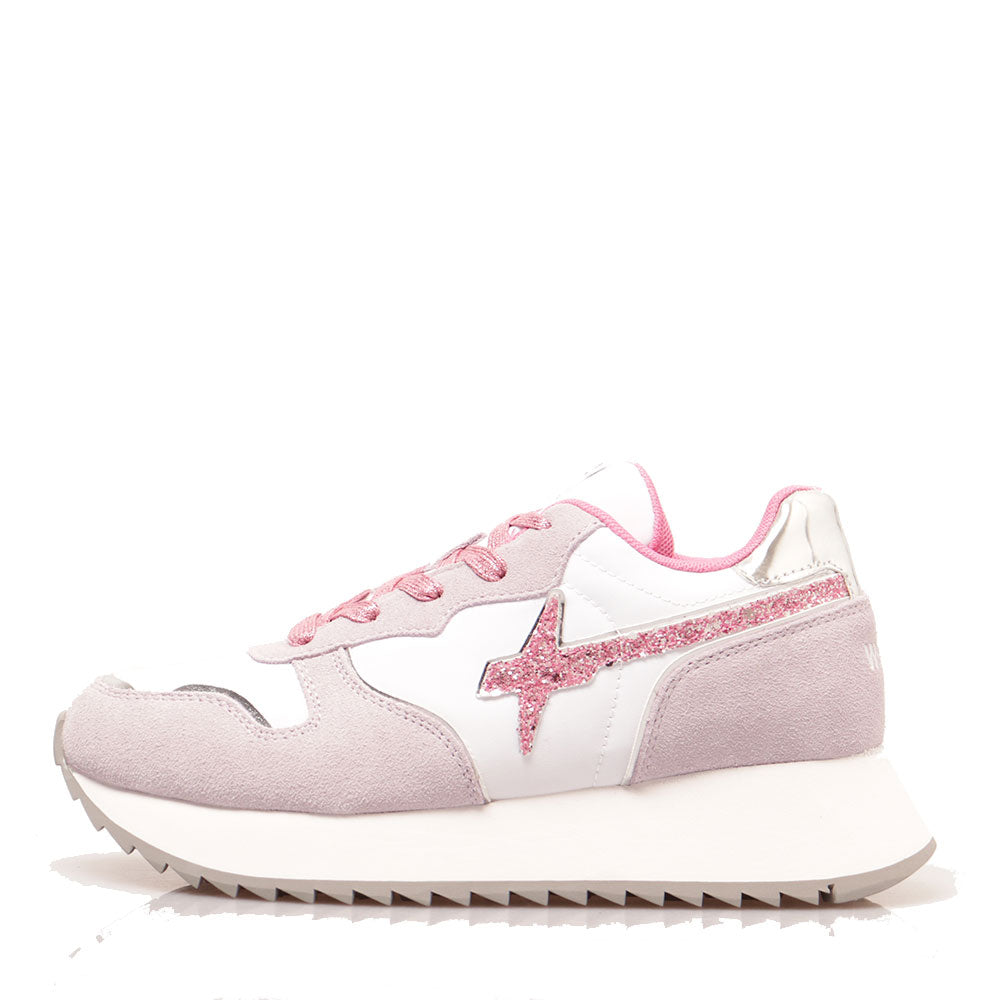 Sneakers Donna W6YZ Jet-W. in Tessuto Tecnico e Suede e Inserto Glitter Lilac White