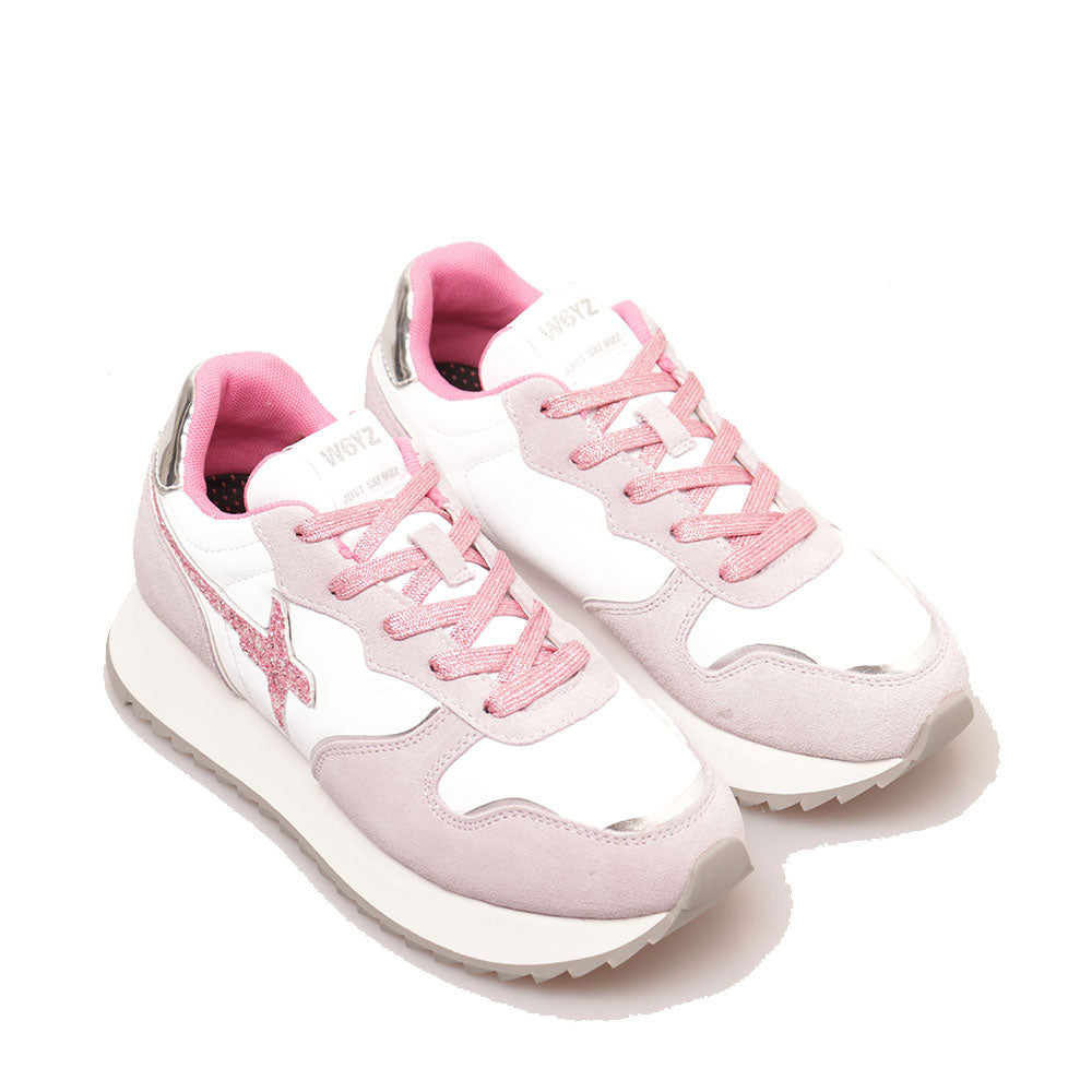 Sneakers Donna W6YZ Jet-W. in Tessuto Tecnico e Suede e Inserto Glitter Lilac White