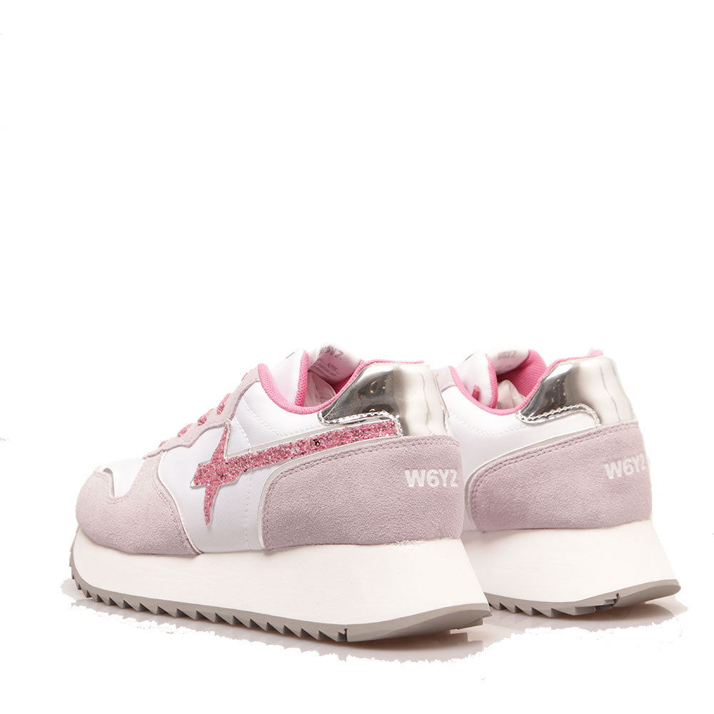 Sneakers Donna W6YZ Jet-W. in Tessuto Tecnico e Suede e Inserto Glitter Lilac White