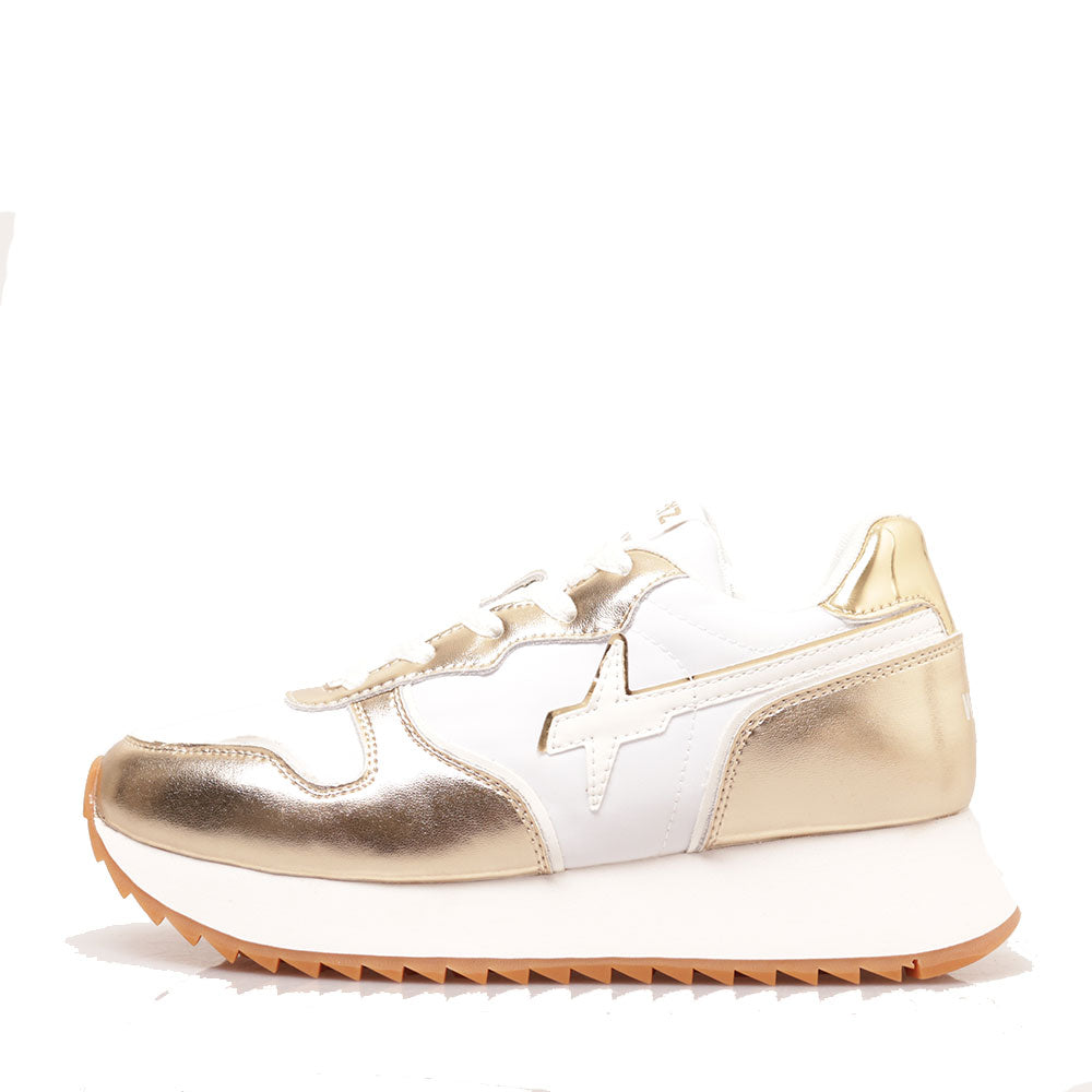 Sneakers Donna W6YZ Jet-W. in Tessuto Tecnico e Inserti Metallizzati Platinum White