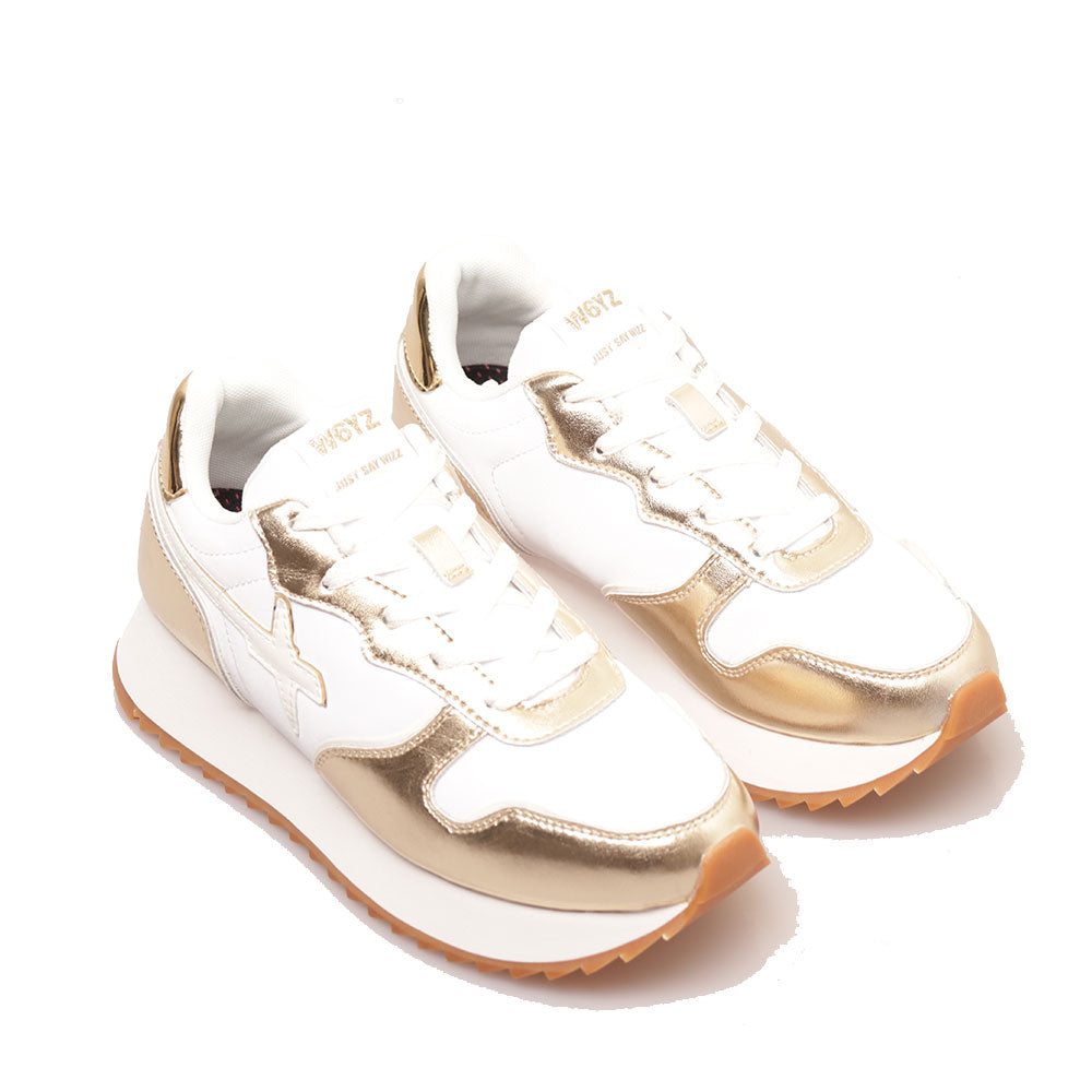 Sneakers Donna W6YZ Jet-W. in Tessuto Tecnico e Inserti Metallizzati Platinum White