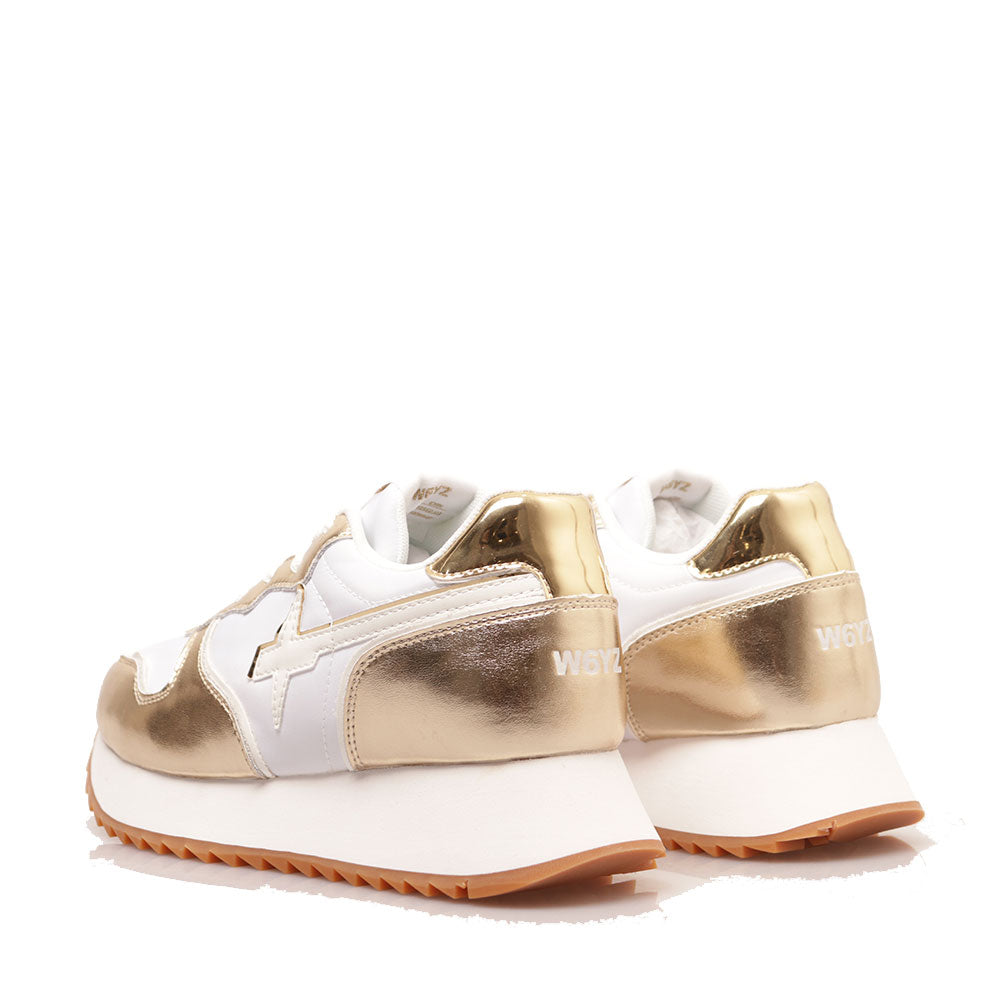 Sneakers Donna W6YZ Jet-W. in Tessuto Tecnico e Inserti Metallizzati Platinum White